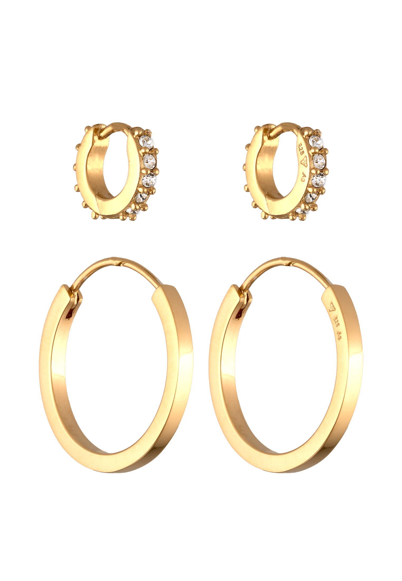 Elli Ohrstecker-Set »Ohrringe Creolen Set Glas Kristalle Weiß 925 Sterling Silber«