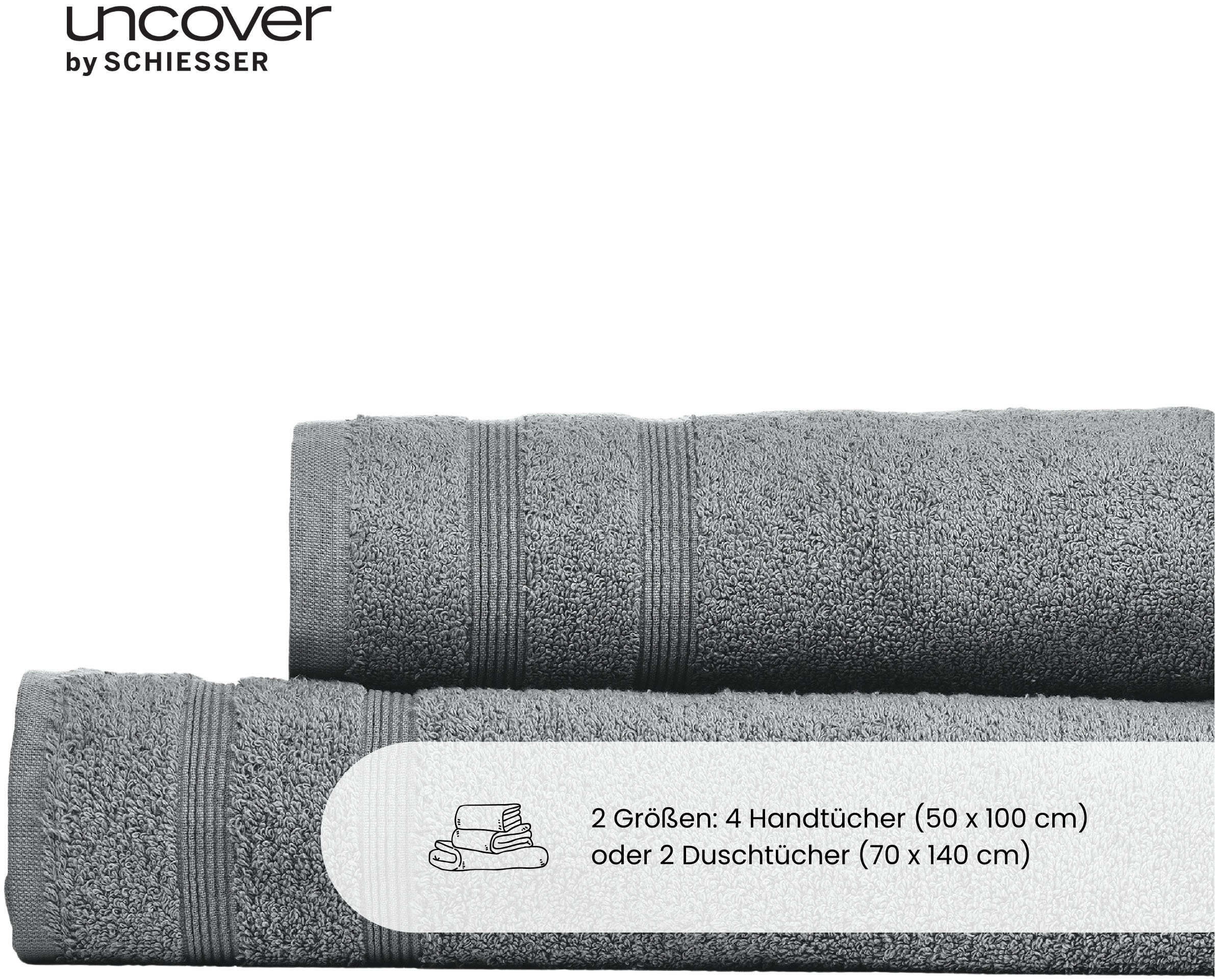 uncover by SCHIESSER Duschtücher »Brooklyn mit dezenter Bordüre in Hoch-Tief-Optik« Made in Green