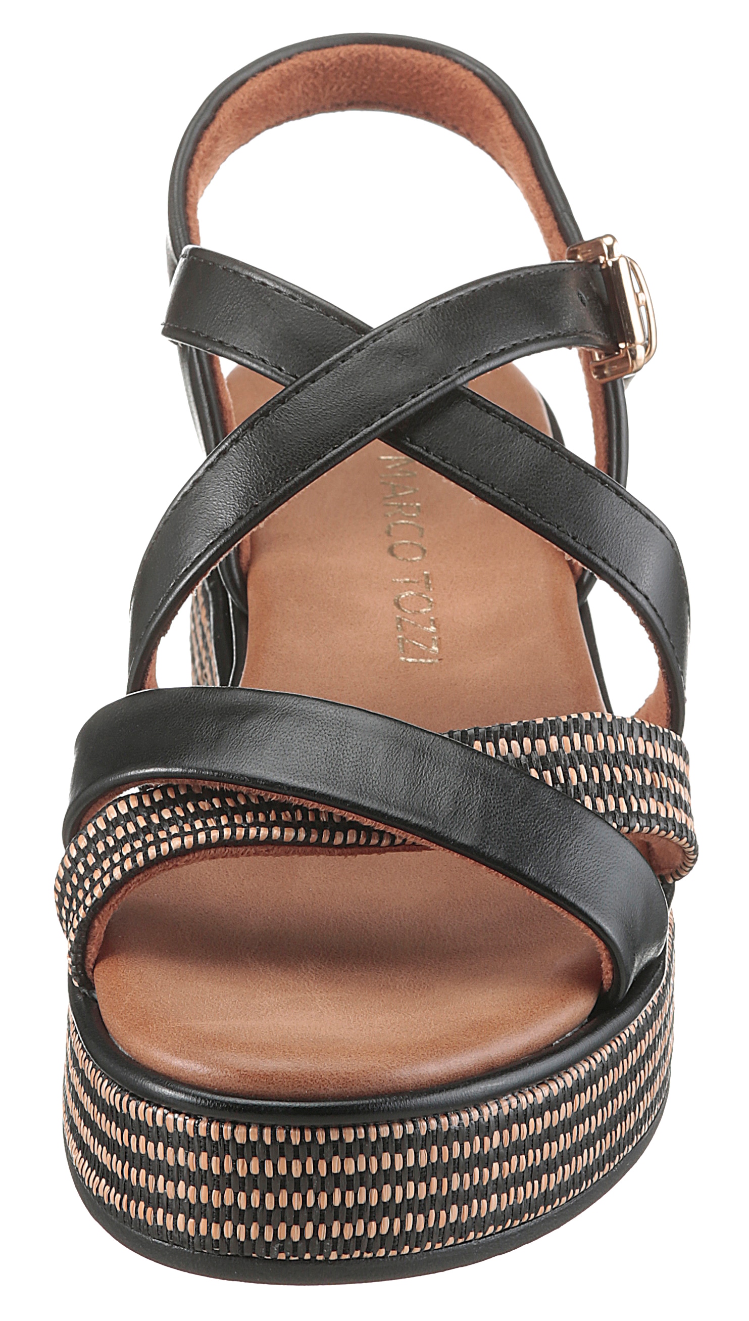 MARCO TOZZI Plateausandaletten  , Sandale, Sommerschuh mit feinen, gekreuzten Riemchen