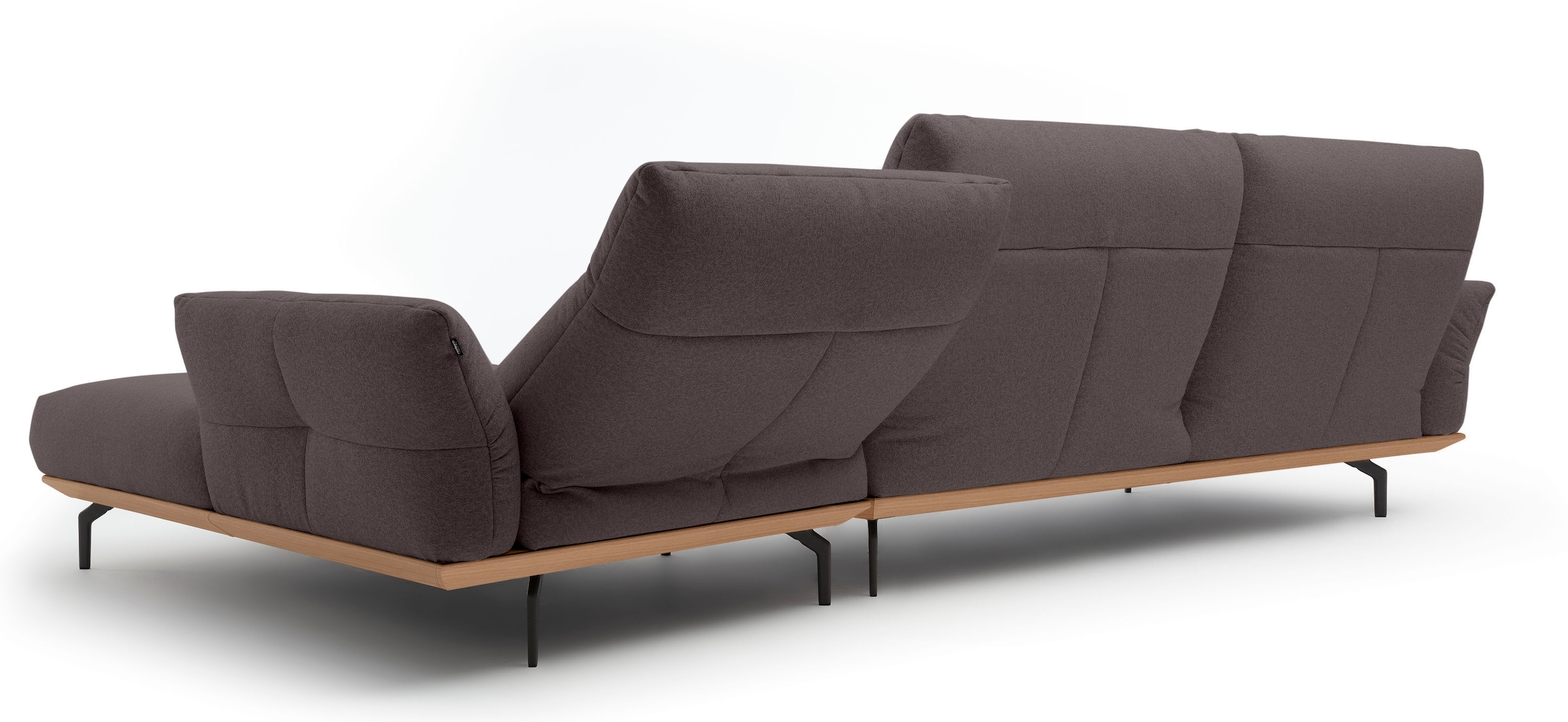 Creation BY ROLF BENZ Ecksofa »CR.460, Design-Sofa der Extraklasse, verstellbare Rückenlehne, L-Form« Sockel in Eiche, Winkelfüße in Umbragrau, Breite 338 cm