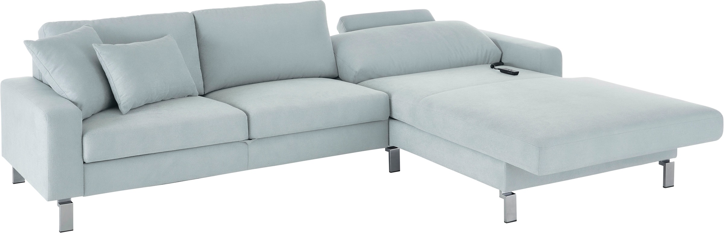 3C Candy Ecksofa »Lecce, wahlweise PUR-Schaumstoff oder Tonnentaschenfederkern« Bett im 2,5-Sitzer, teilmotorische Schlaffunktion im Longchair, L-Form