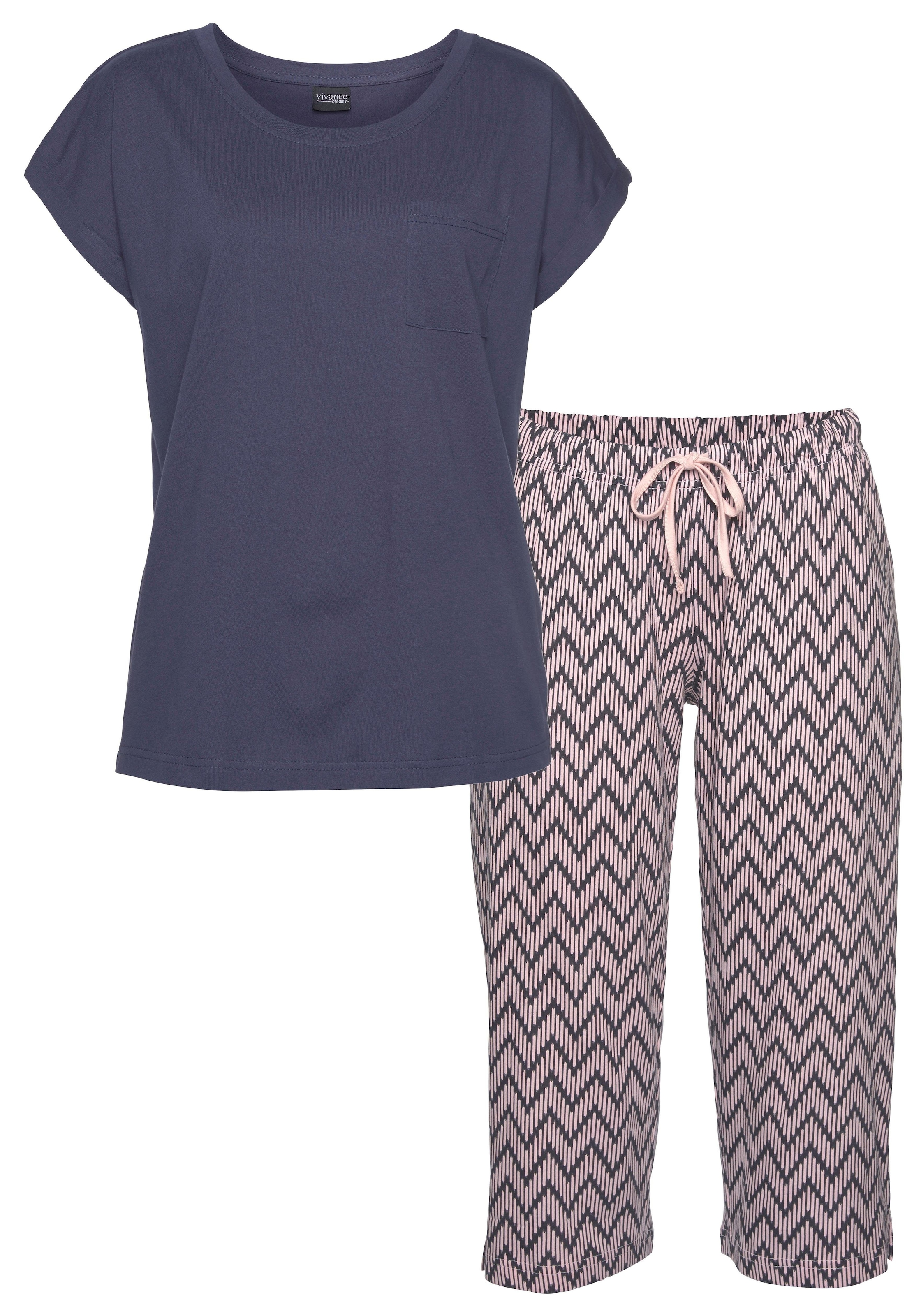 Vivance Dreams Capri-Pyjama 2 tlg. mit  gemusterter Schlafhose