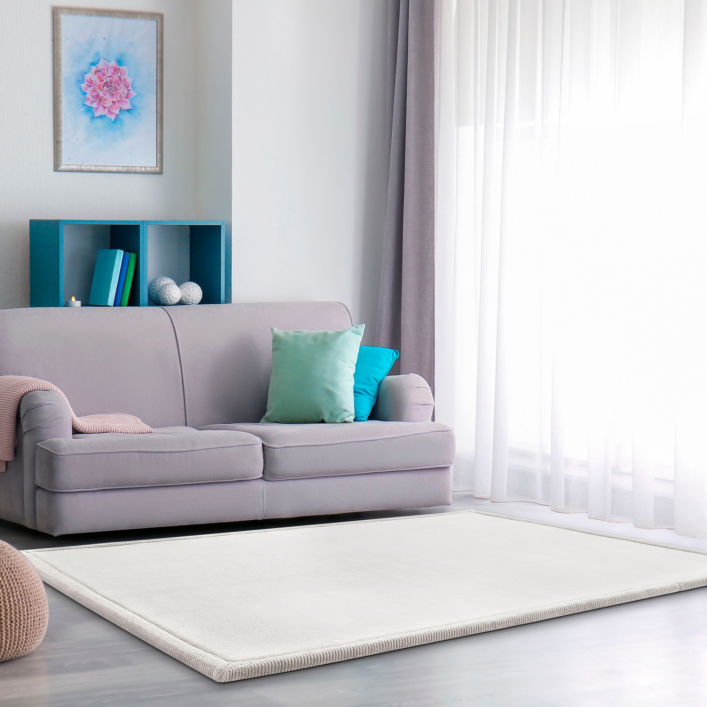 Paco Home Teppich »Tatami 475« rechteckig 24 mm Höhe Kurzflor, Uni-Farben, mit Memory Foam, waschbar