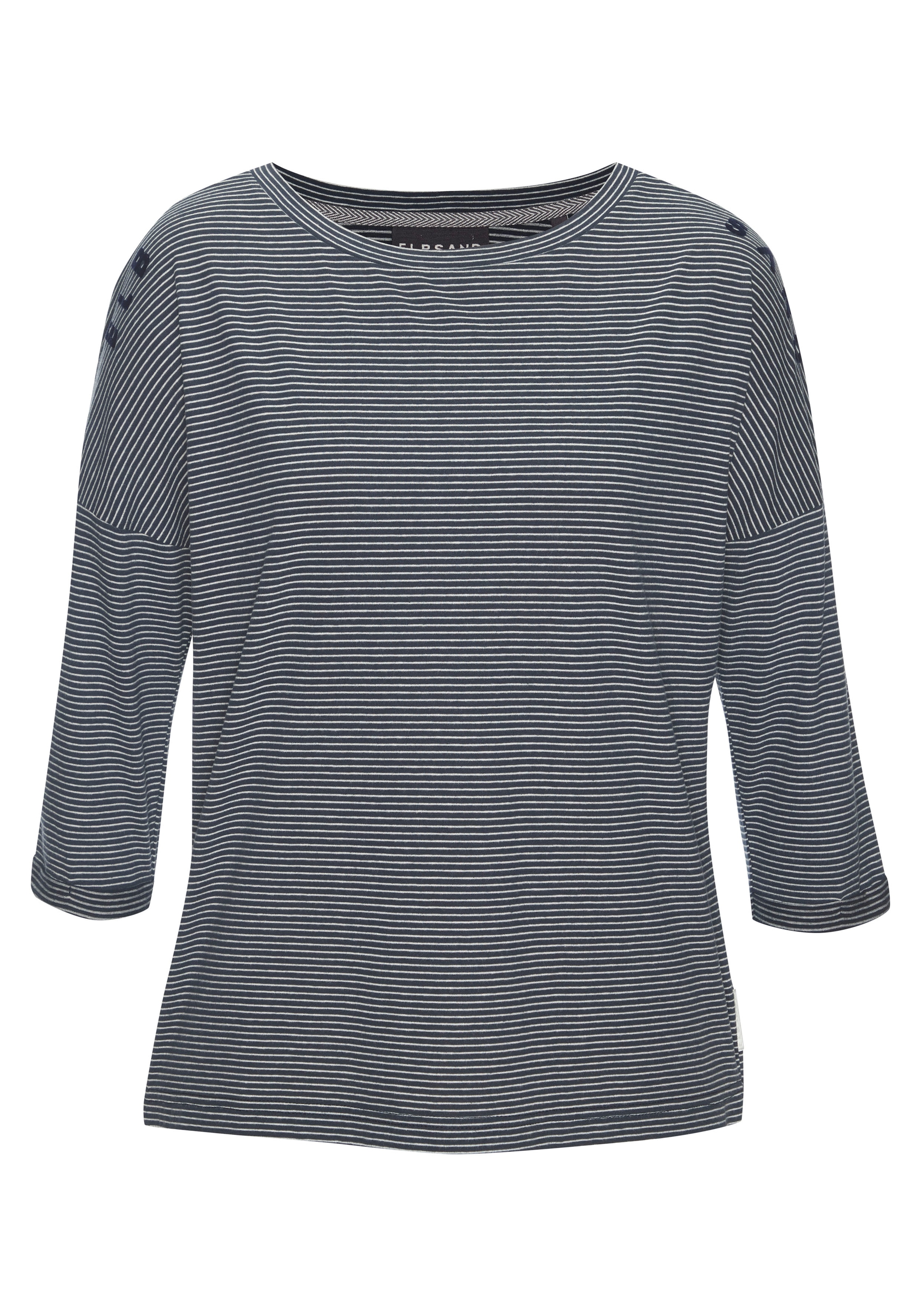 Elbsand 3/4-Arm-Shirt »Veera«, mit Logoprint und überschnittenen Schultern, lässiges Shirt