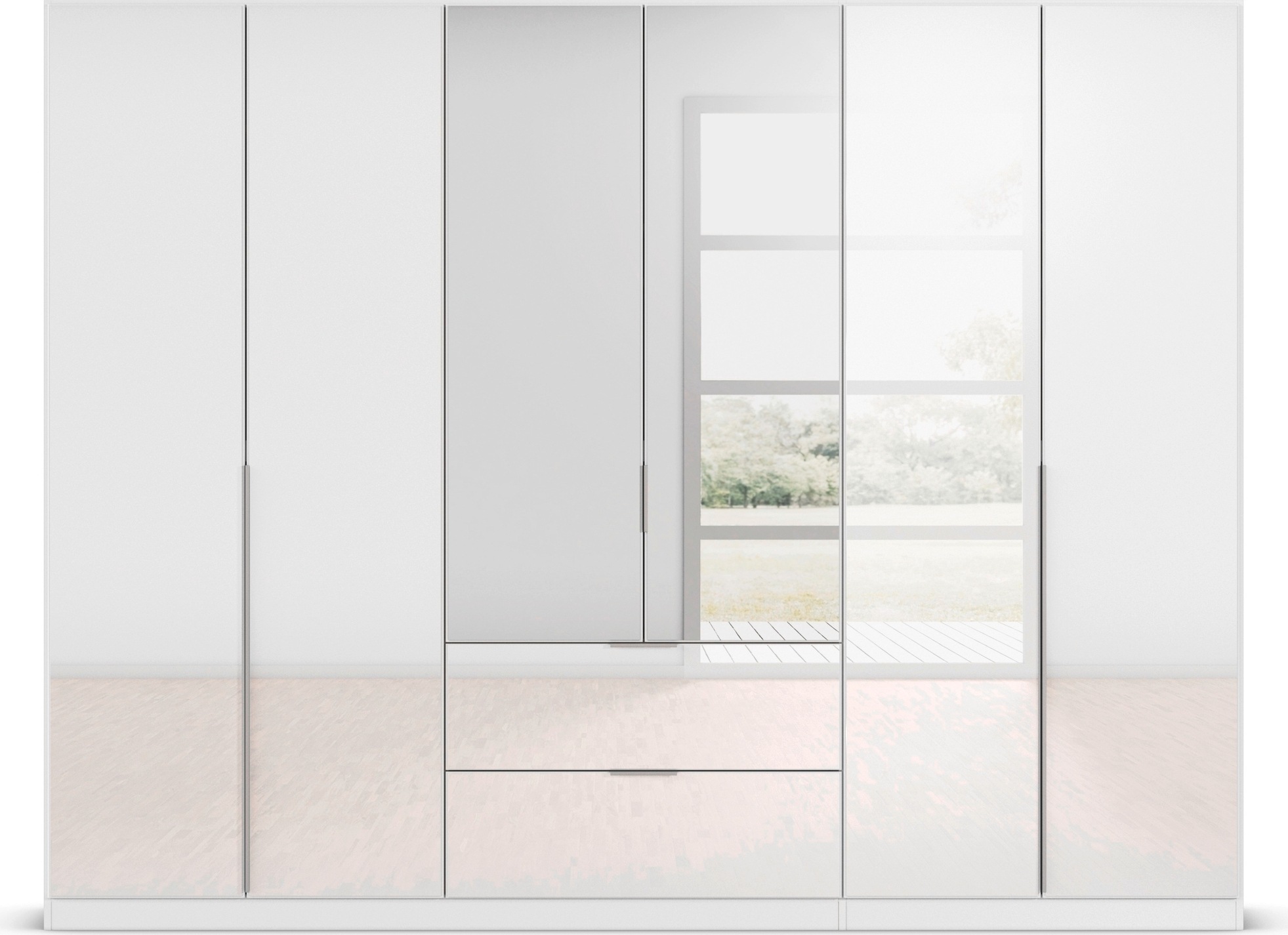 rauch Drehtürenschrank »Kleiderschrank Kleiderschränke Schrank Garderobe AGORDO mit Glasfront«, mit Außenschubkästen, in 6 Breiten und 2 Höhen MADE IN GERMANY