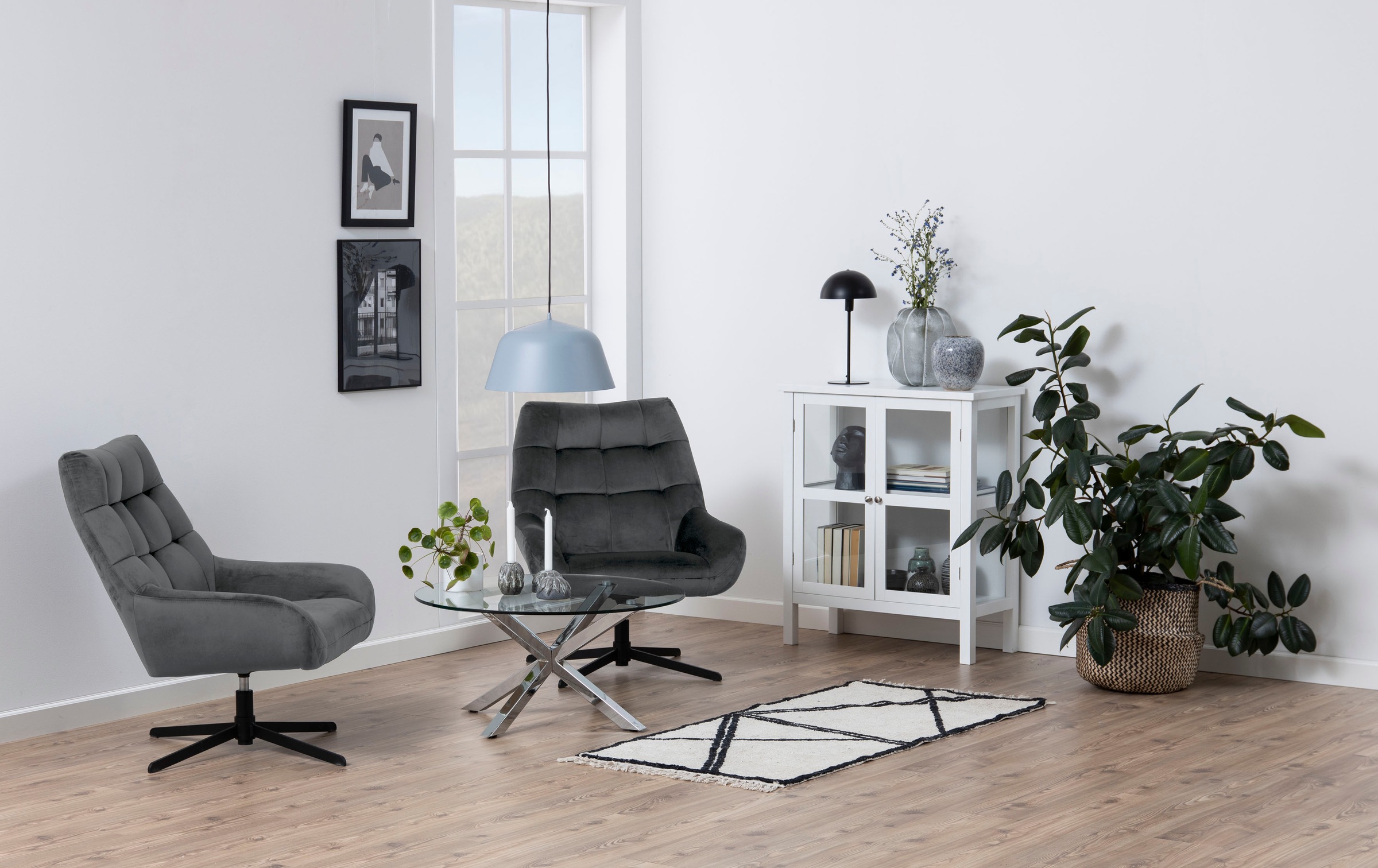 ACTONA GROUP Drehsessel »Potsdam«, (1 St., 1), Drehfunktion und quadratische Steppnähte, mit schwarzen Metallbeinen