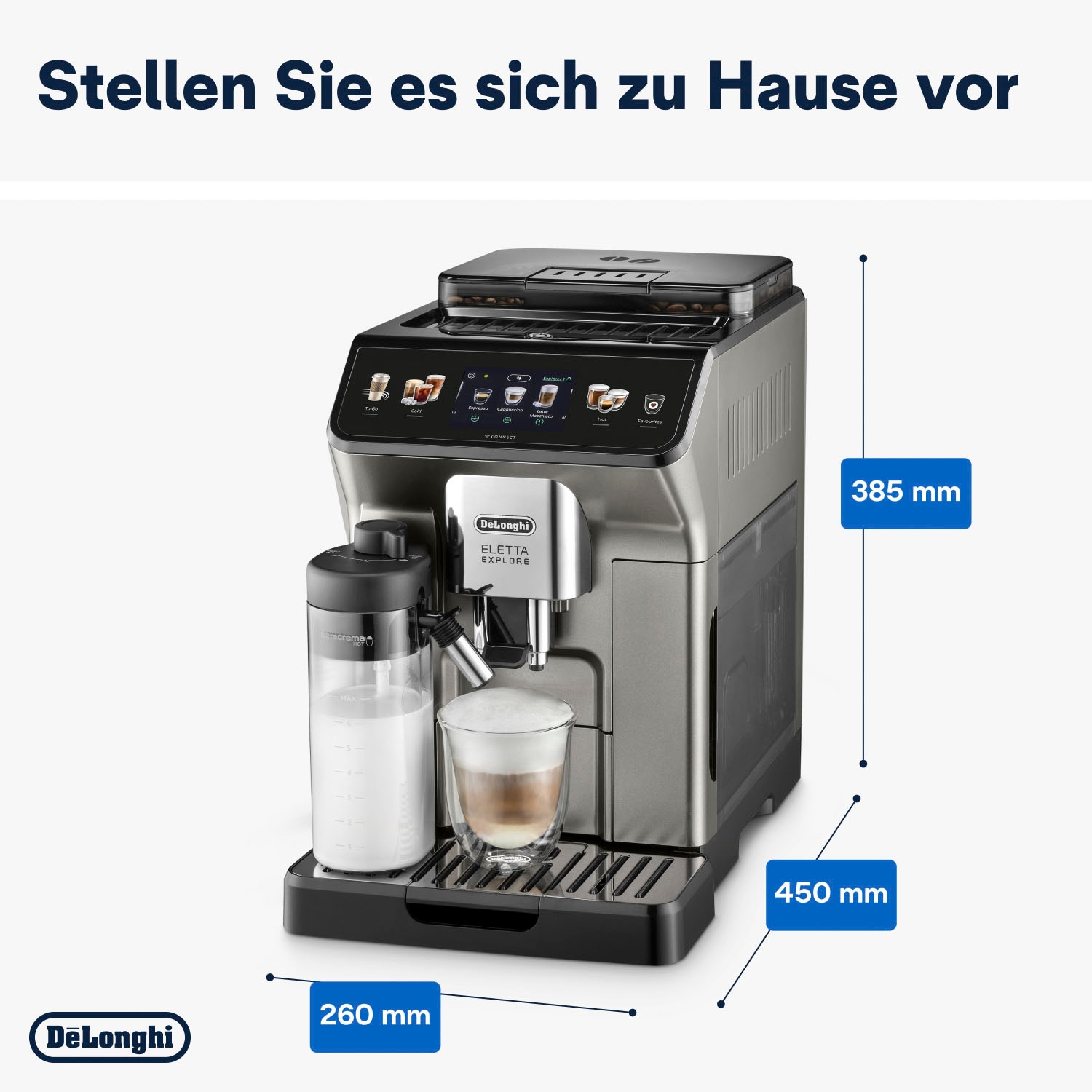 De'Longhi Kaffeevollautomat »Eletta Explore Cold Brew Extraction ECAM450.86.T«, Titan