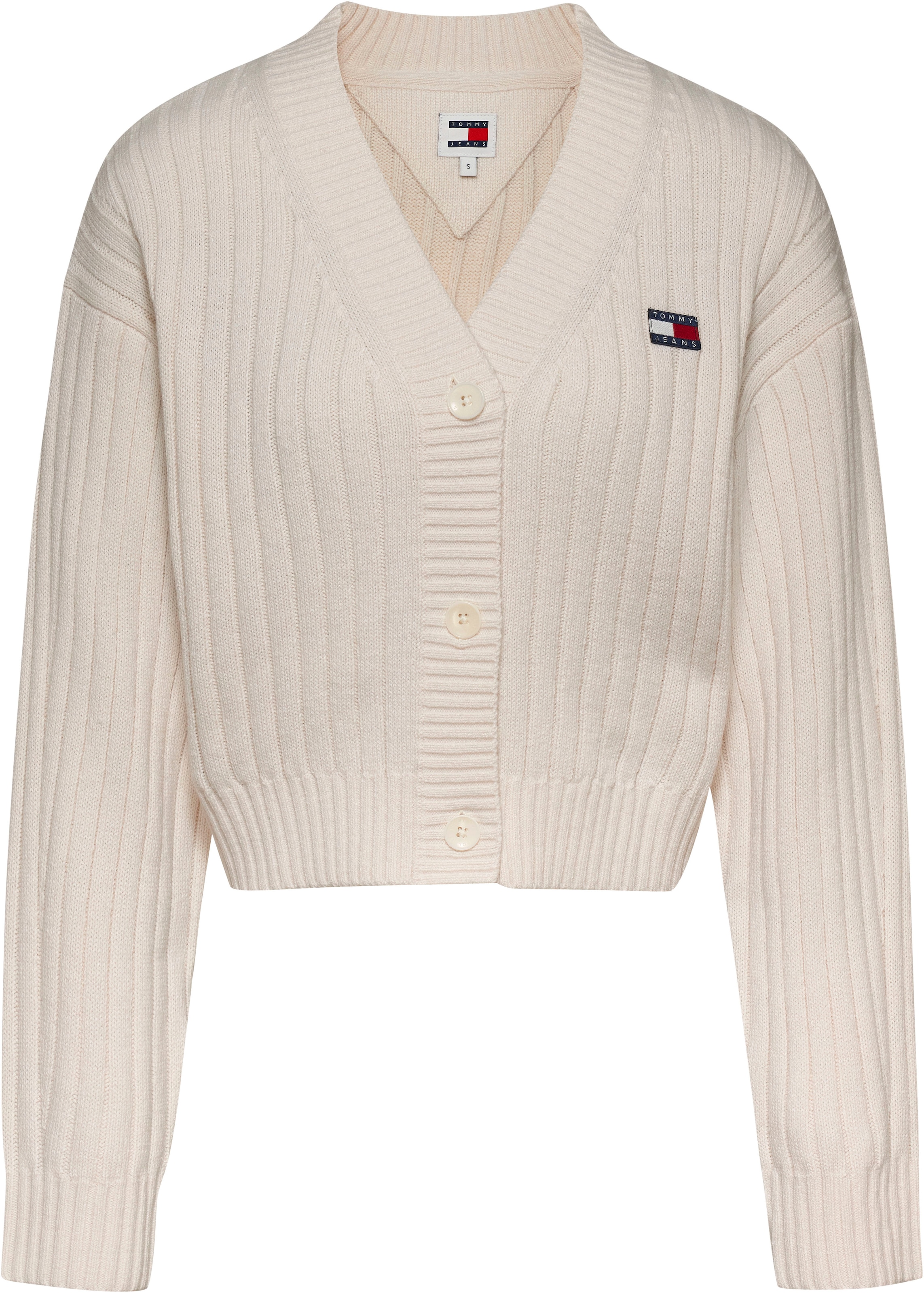 Tommy Jeans Strickjacke »TJW BADGE V-NECK CARDIGAN EXT«, mit Tommy Jeans Logo-Badge