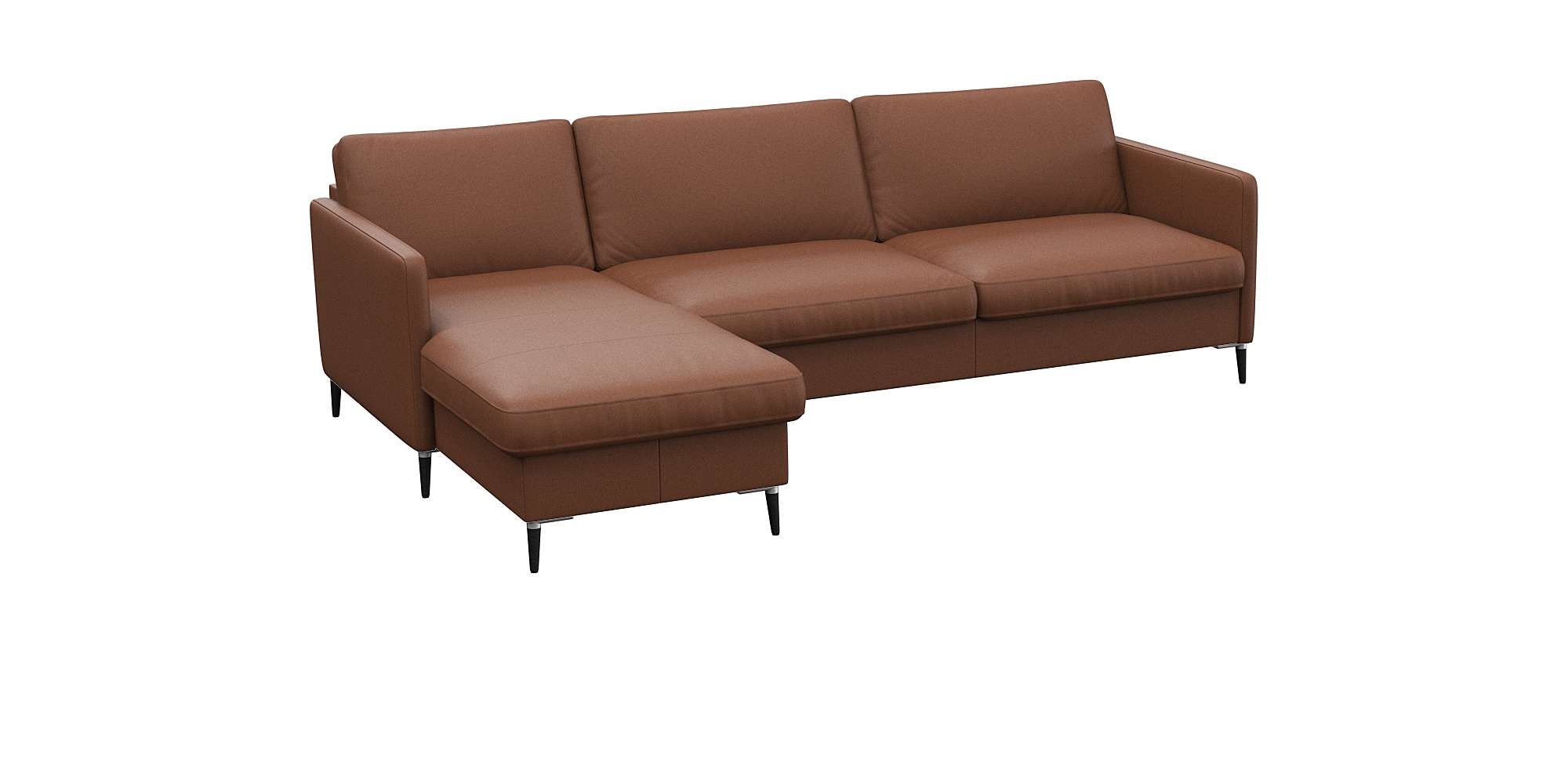 FLEXLUX Ecksofa »Fiore, L-Form«, schmale Armlehnen, Kaltschaum, Füße Alu+schwarz