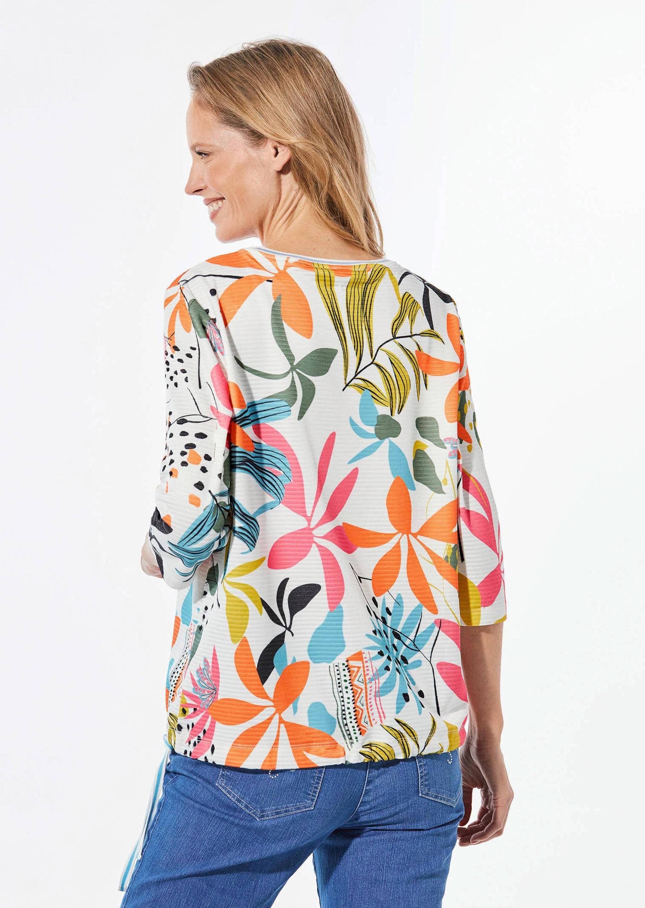 GOLDNER Print-Shirt »Kurzgröße Sweatshirt mit U-Boot-Ausschnitt«