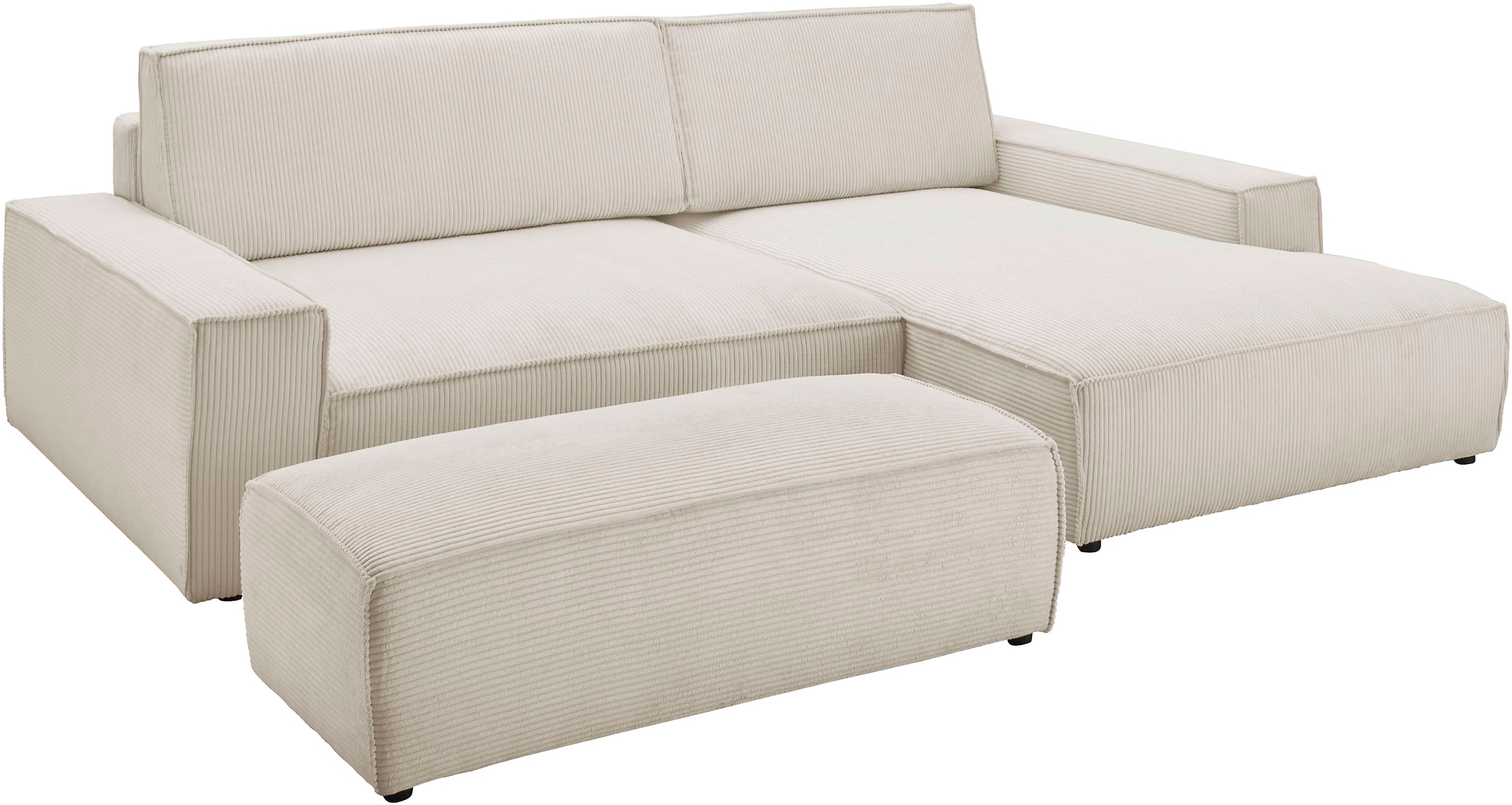 Home affaire Polsterecke »NEU: SHERWOOD XXL tief, L-Form mit Schlaffunktion, Big-Sofa mit Hocker«, (Set, 2 St.), stellbar zum Schlafsofa (Krokodilverbinder), Cord, Leinenoptik