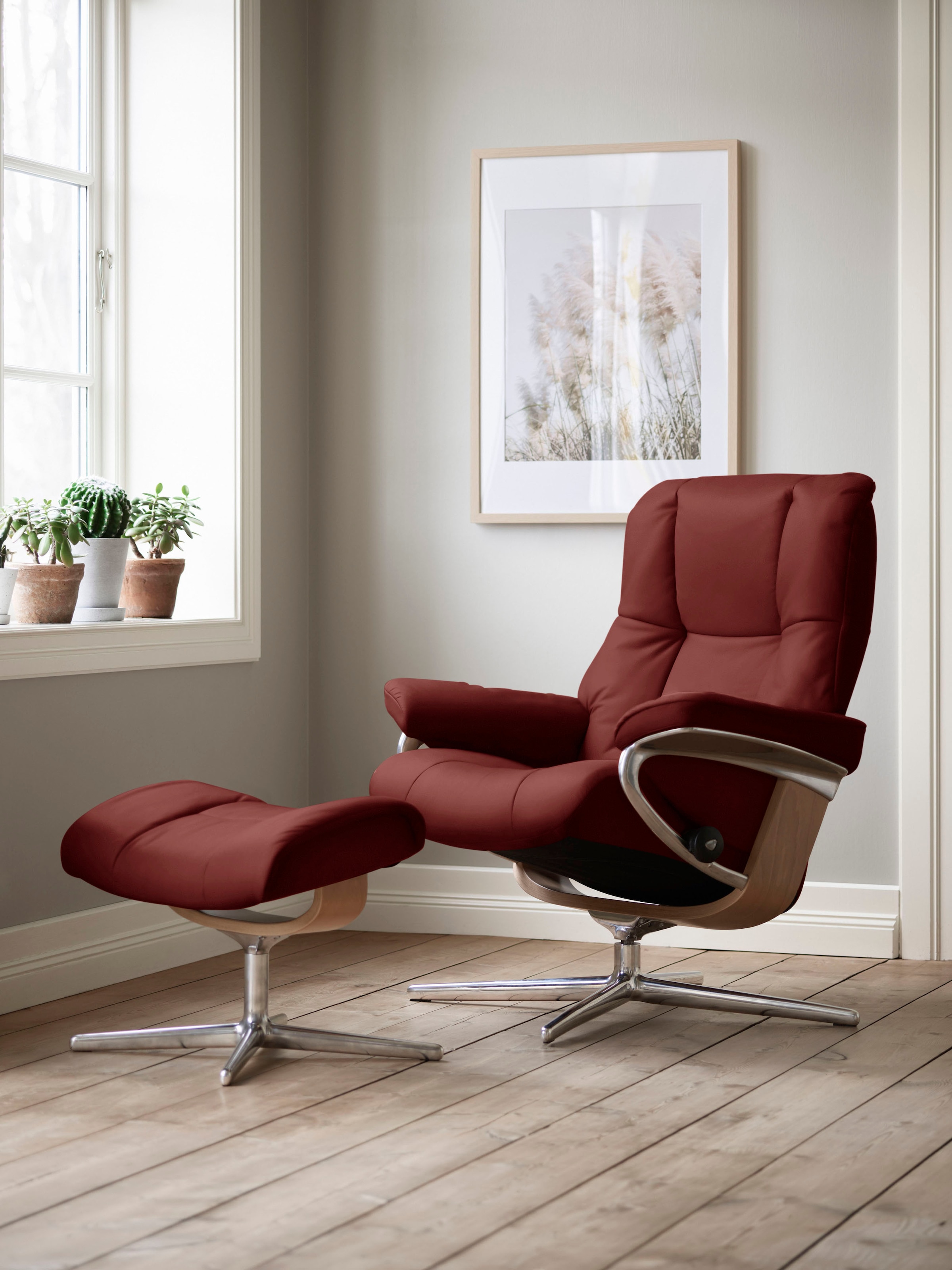 Stressless® »Mayfair« Set, Relaxsessel mit Hocker,  mit Hocker, mit Cross Base, Größe S, M & L, Holzakzent Eiche
