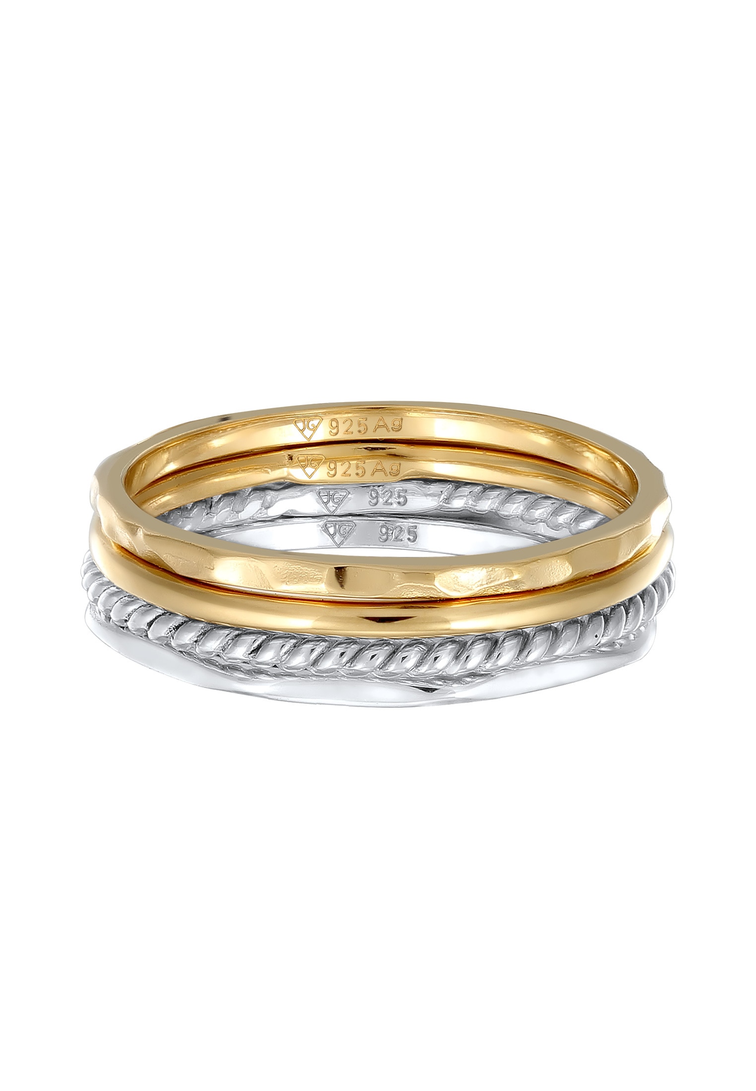 Elli Ring-Set »Ring Stapelringe Bicolor 925 Sterling Silver Gold-plated«