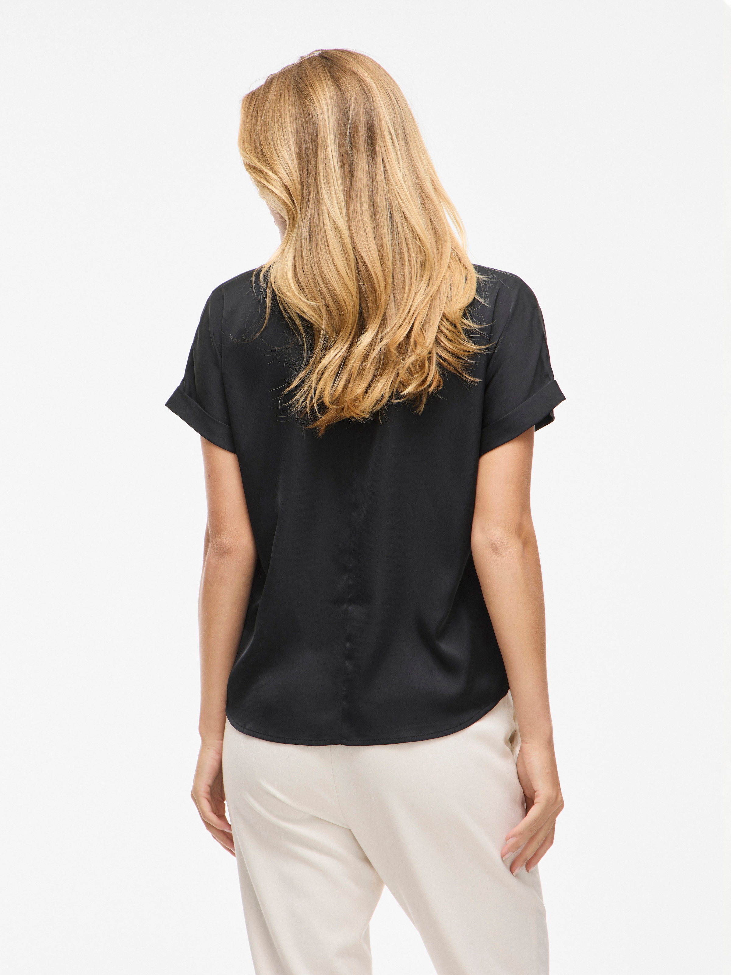 Vila Kurzarmbluse »VIENNA RAVENNA S/S TOP - NOOS« Kunstfaser, regular fit