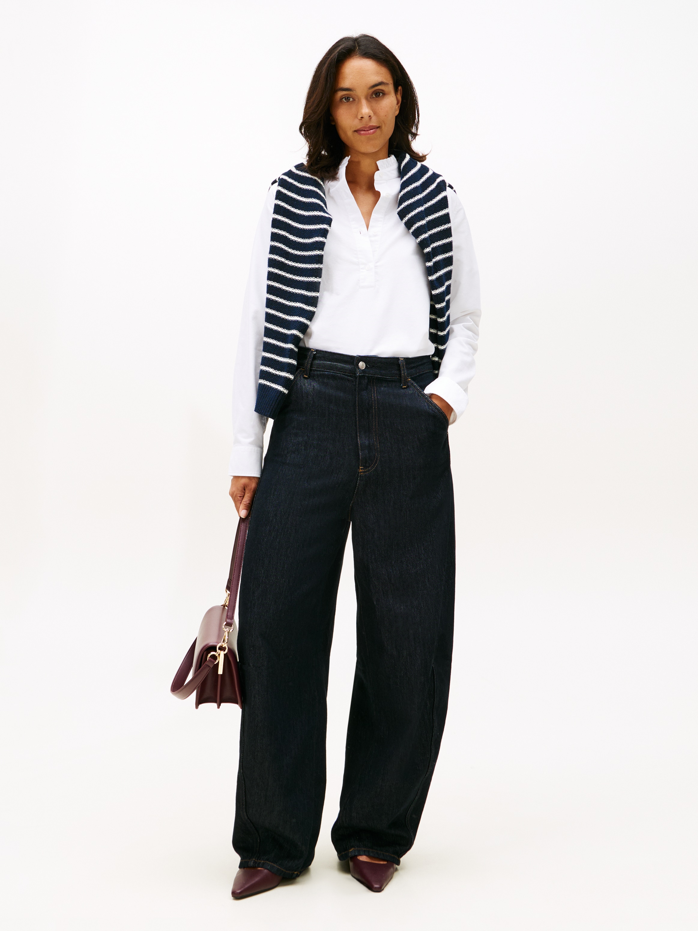 Tommy Hilfiger Langarmbluse »OXFORD RUFFLE NECK SHIRT« mit Rüschen Detail