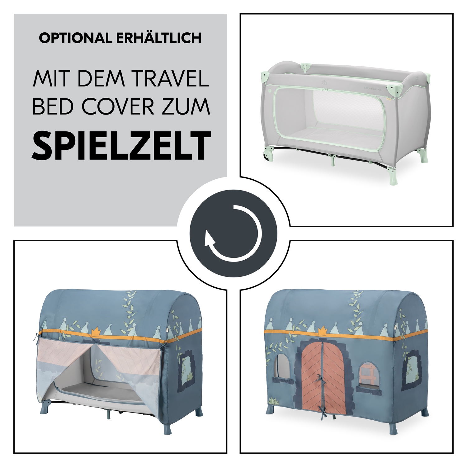 Hauck Baby-Reisebett »Sleep N Play Go Plus, Dusty Mint«, mit integrierten Rädern; Vorderausstieg