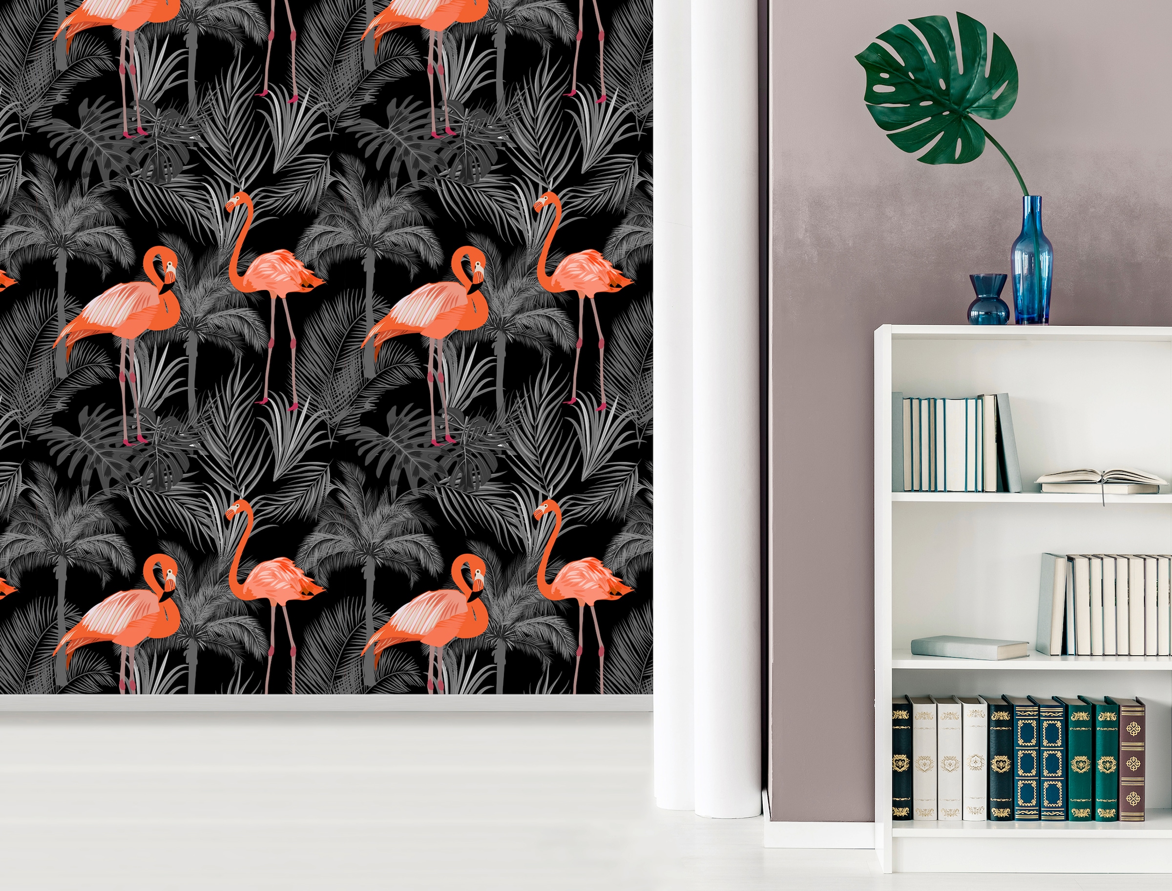 queence Vinyltapete »Francis«, bedruckt-Motiv-botanisch-floral-gemustert-natürlich, 90x250cm, selbstklebend, kinderleichte Anbringung, Sticker