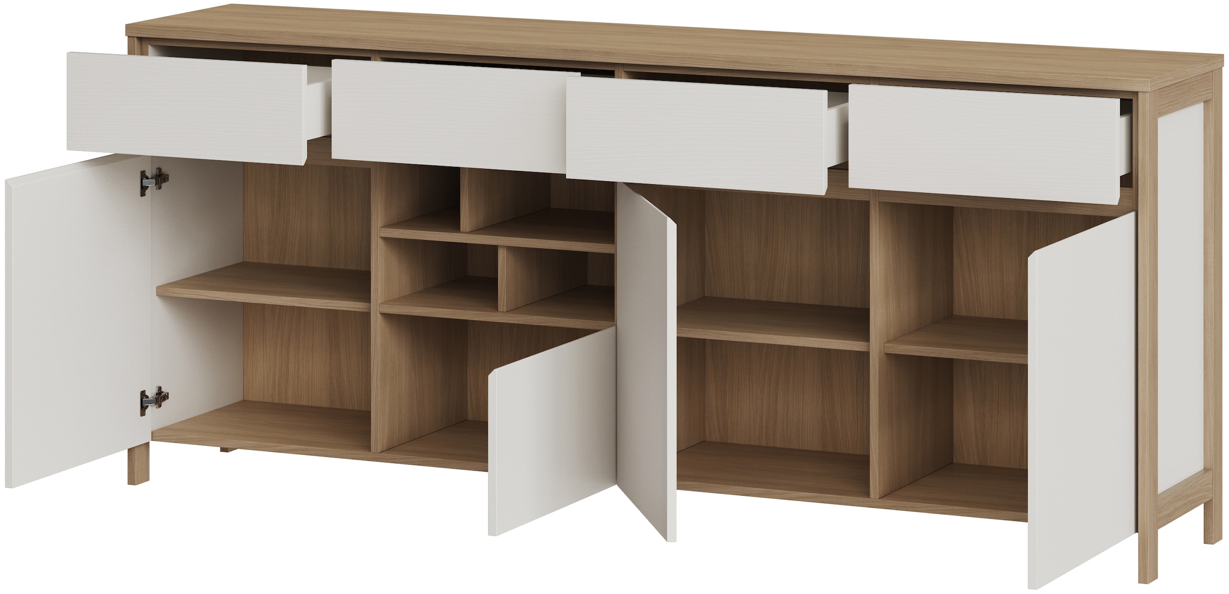 Home affaire Sideboard »Stranda, moderner Schrank, Kommode im Scandi-Style, 198 cm breit« elegante Rahmenoptik, ausreichend Stauraum, vielseitig einsetzbar