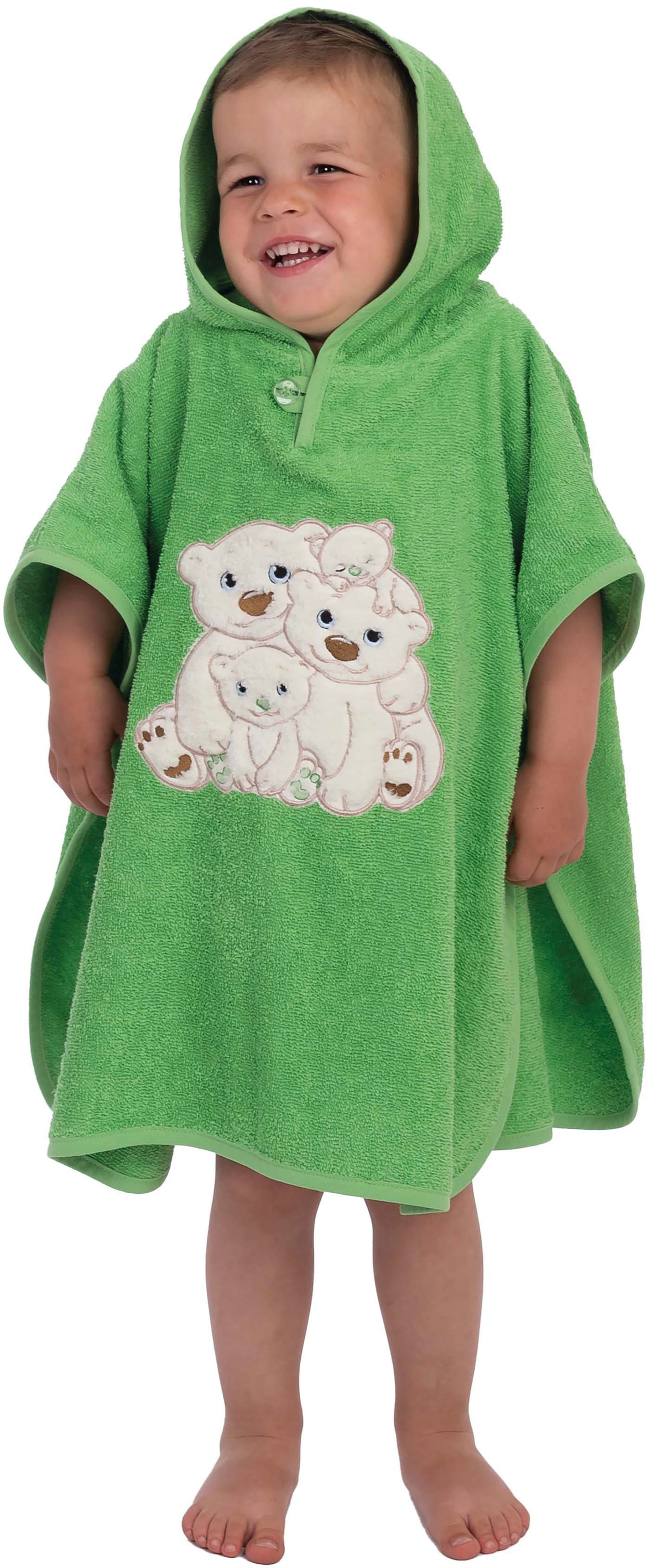 Wewo fashion, Unisex, Badeponcho »8031« 1 Stk. Kapuze, green, Länge: 60 cm, Kinderponcho