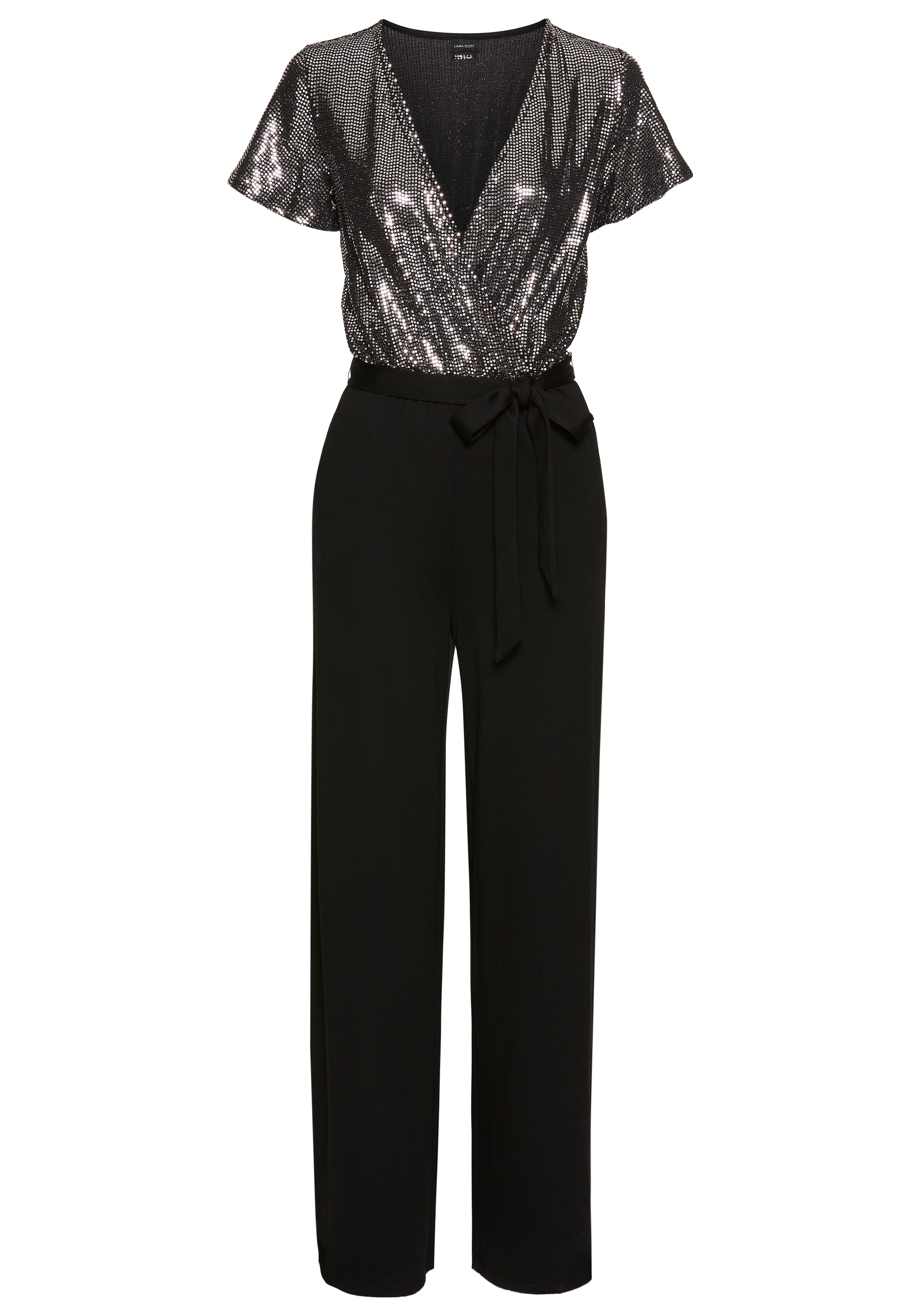 Laura Scott Jumpsuit, mit Glitzereffekten und Gürtel