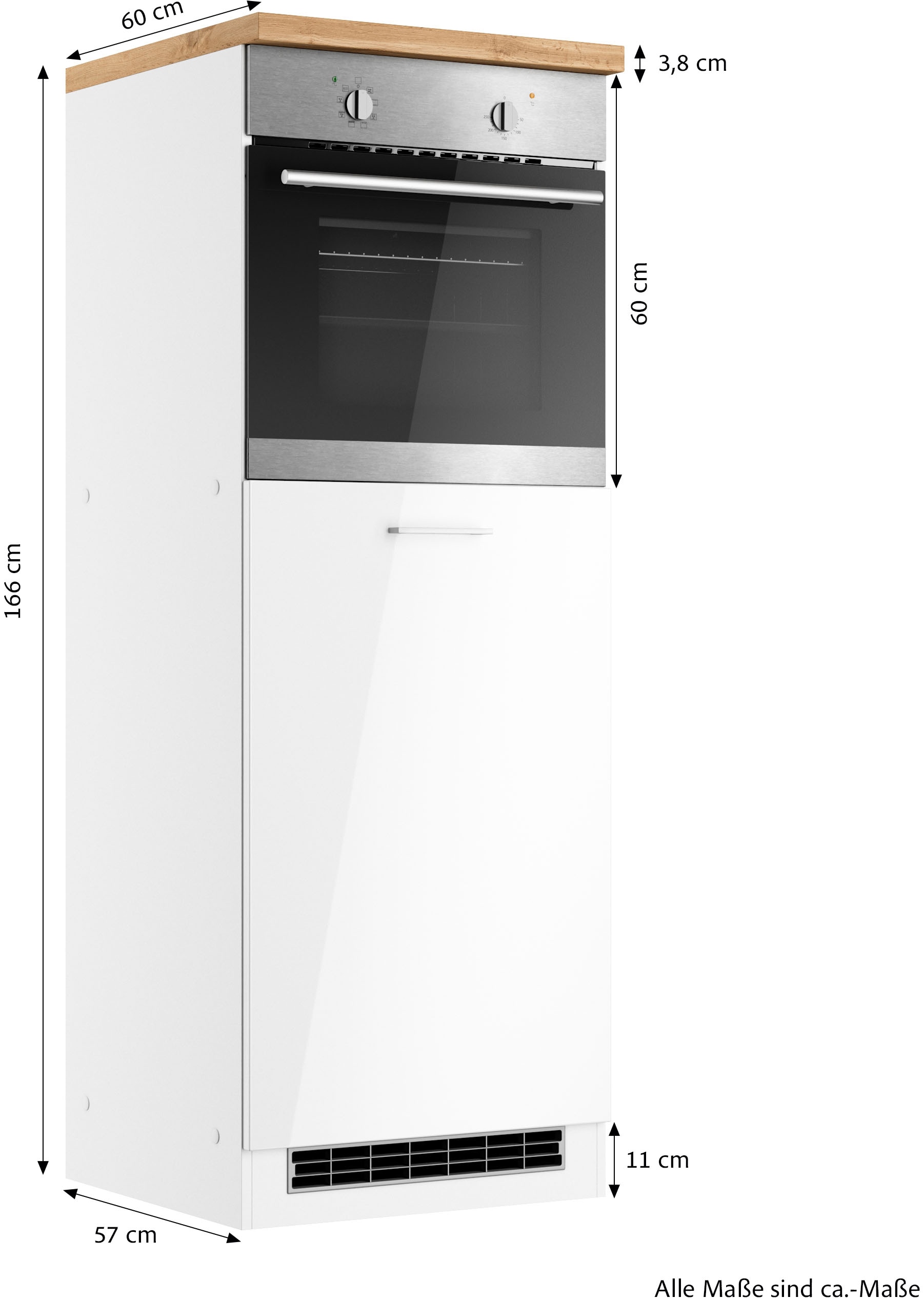 KOCHSTATION Backofenumbauschrank »KS-Milan« Ofenumbauschrank 60 cm, matte oder hochglänzende Fronten