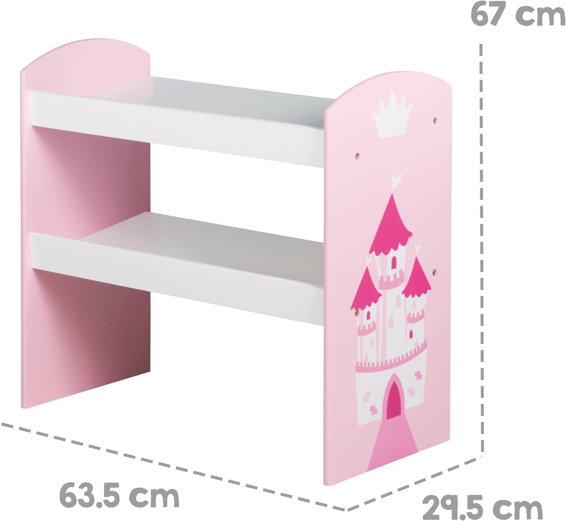 roba® Kinderregal »Krone, rosa/pink«, inklusive 5 Stoffboxen in 2 Größen