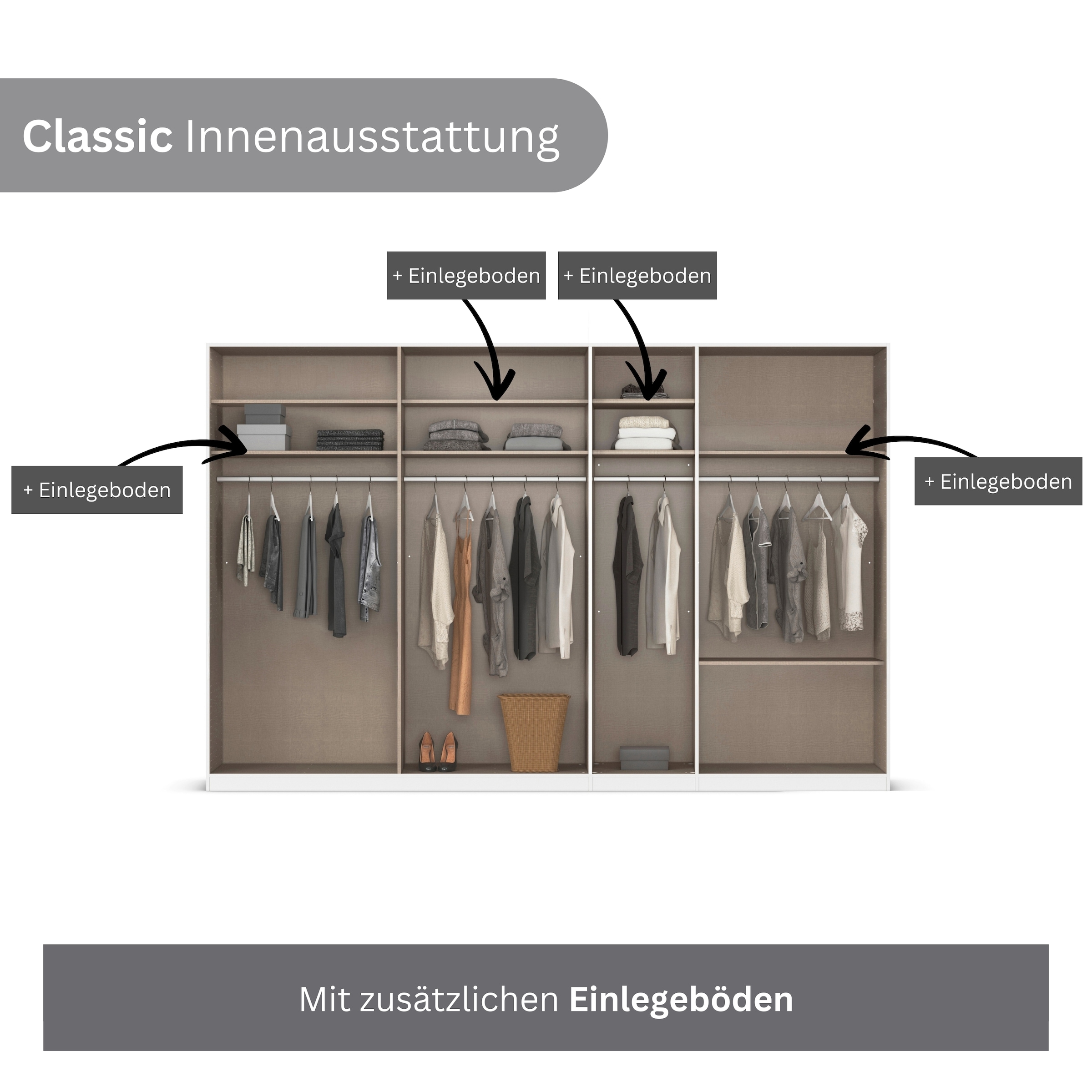 rauch Kleiderschrank »Drehtürenschrank Schrank Garderobe Wäscheschrank Schlafzimmer AVOLA«, (in 3 verschiedenen Ausstattungen BASIC/CLASSIC/PREMIUM), mit hochwertigen Stangengriffen aus Metall in Schwarz MADE IN GERMANY