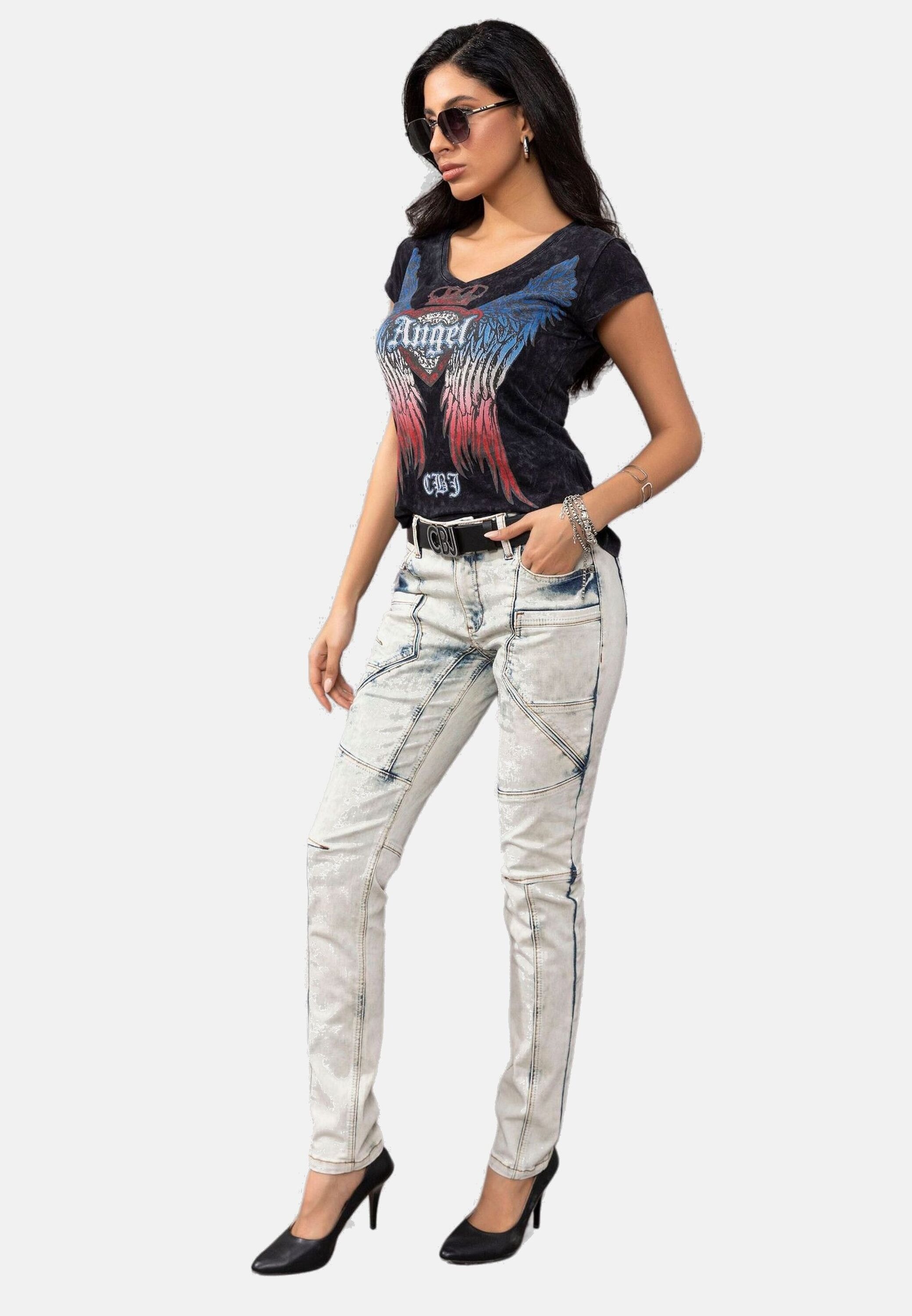 Cipo & Baxx Slim-fit-Jeans »Cipo & Baxx Jeans« mit extravagantem Nahtdesign, WD382