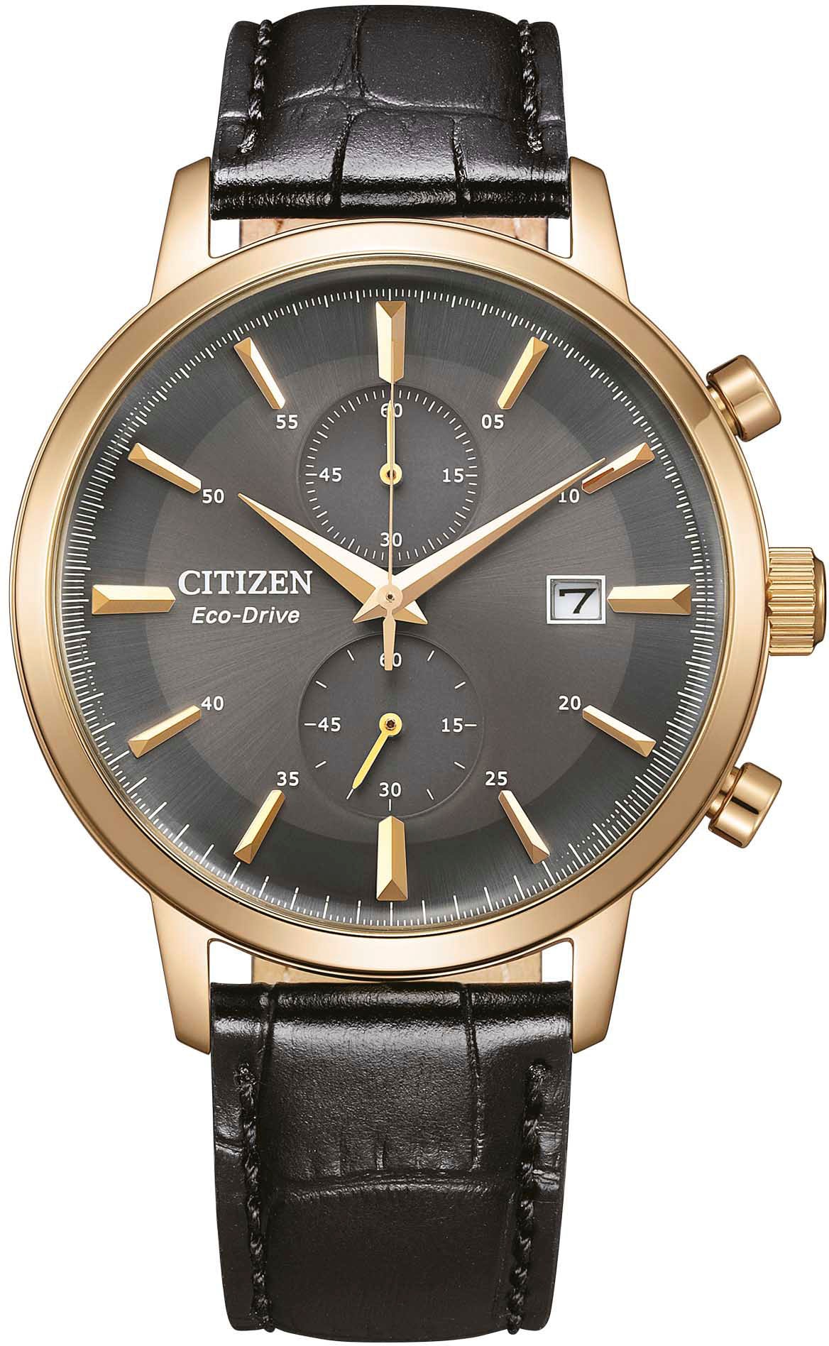 Citizen Chronograph, Armbanduhr, Herrenuhr, Solar, Stoppfunktion, Lederarmband