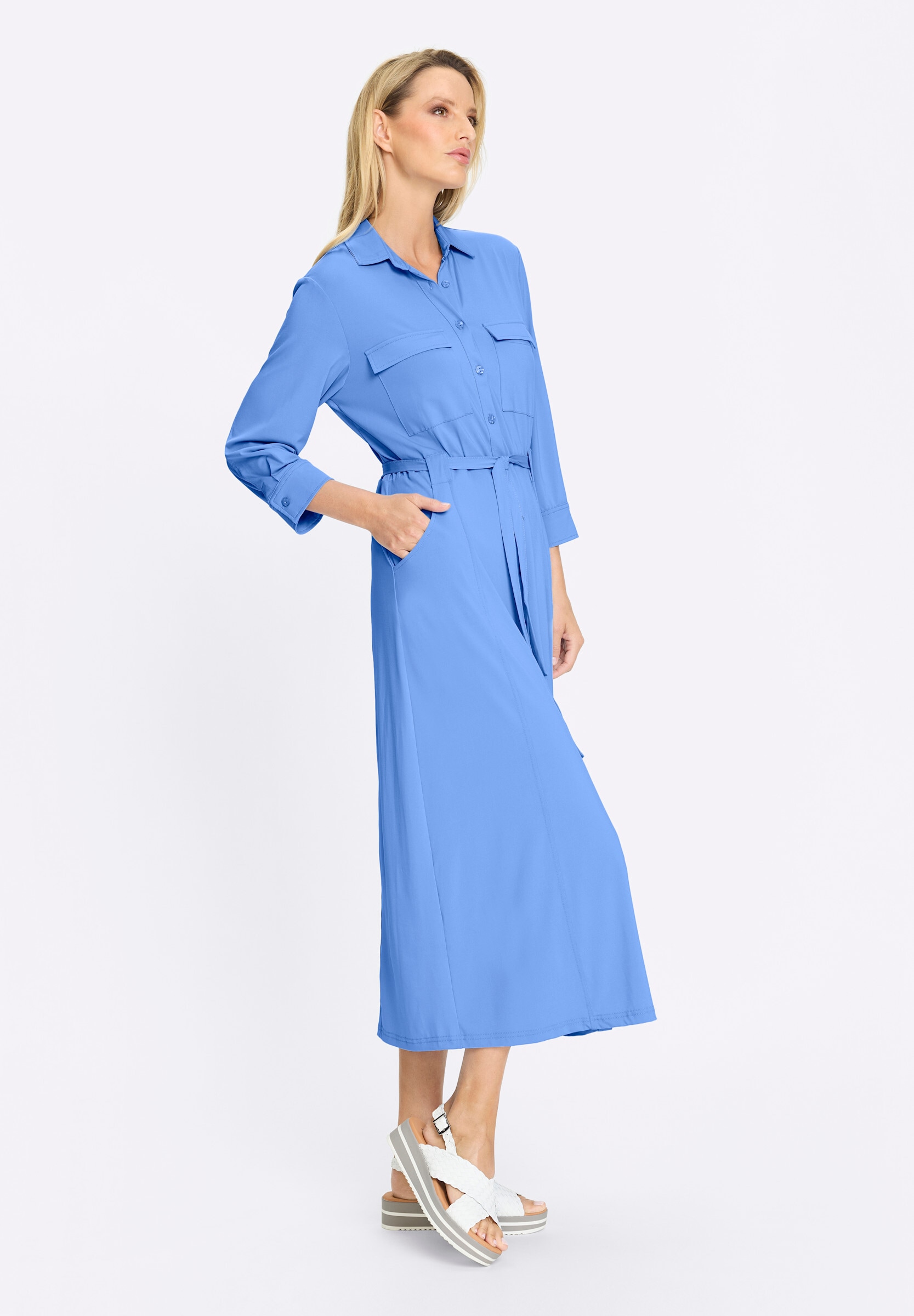 heine Hemdblusenkleid »Jersey-Kleid Jerseykleid inkl. Bindegürtel«