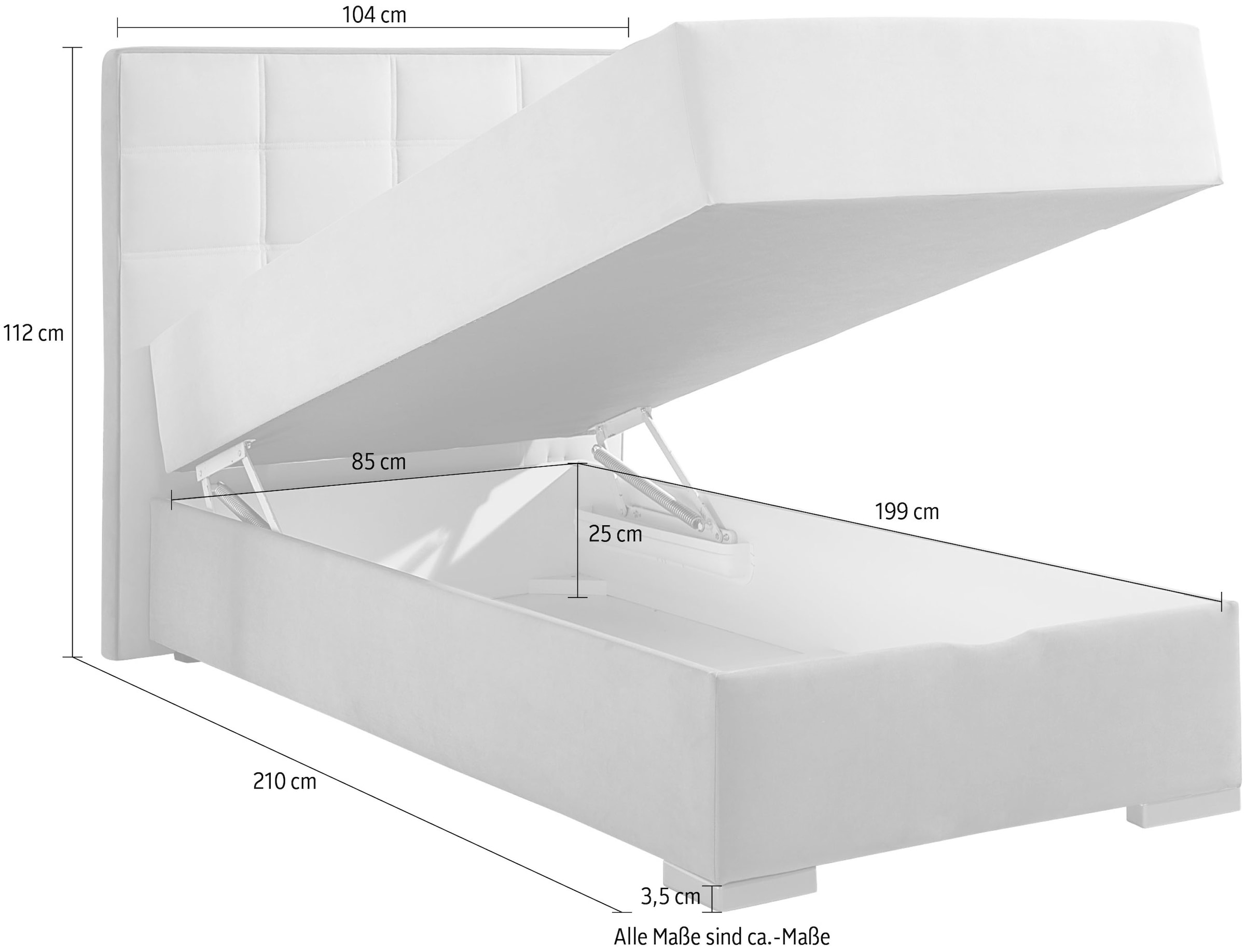 Maintal Boxspringbett mit Bettkasten und Topper