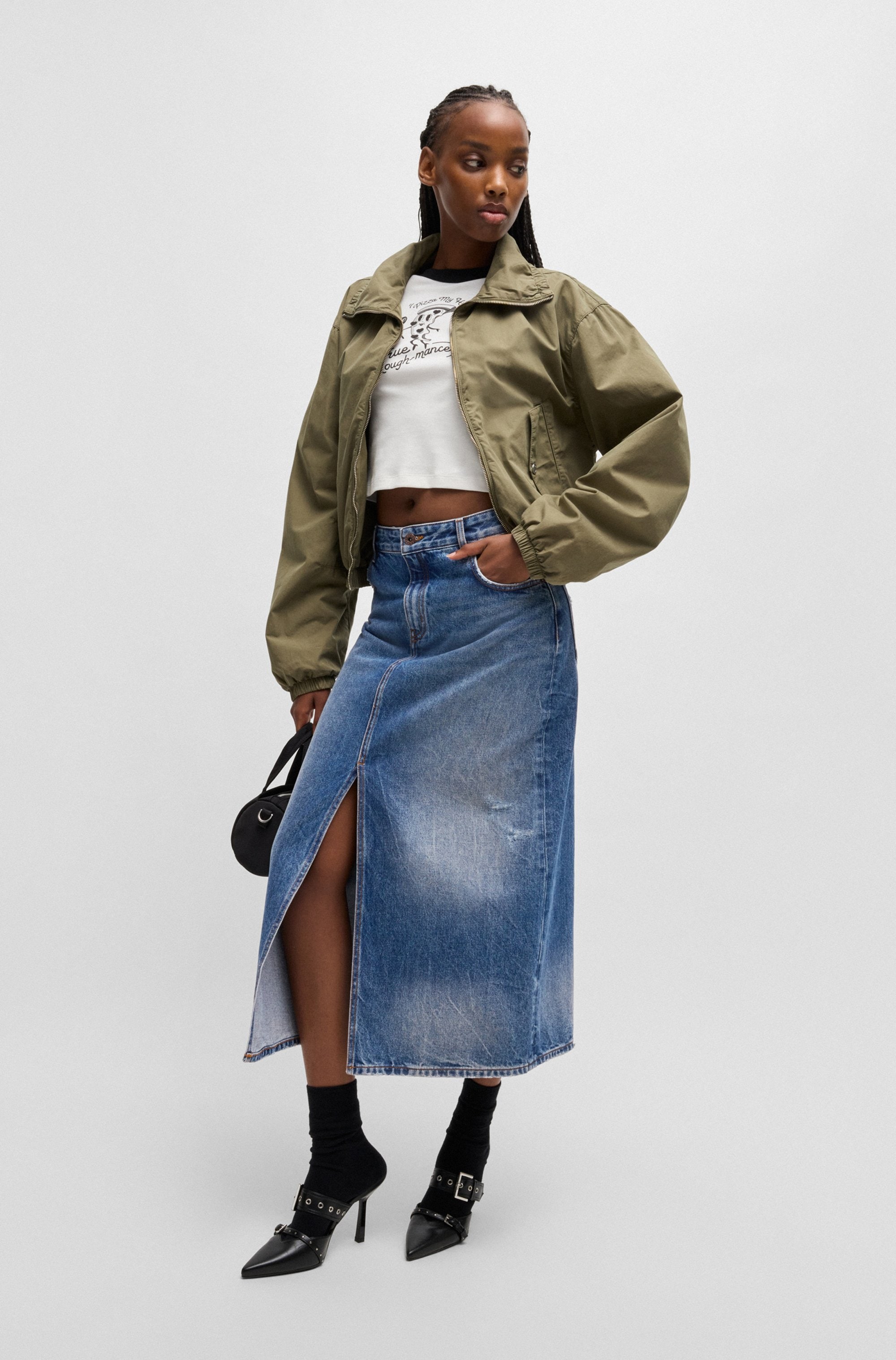 HUGO Blue Midirock »Gebana«, Authentic washed mit kleinen Destroyed-Effekten