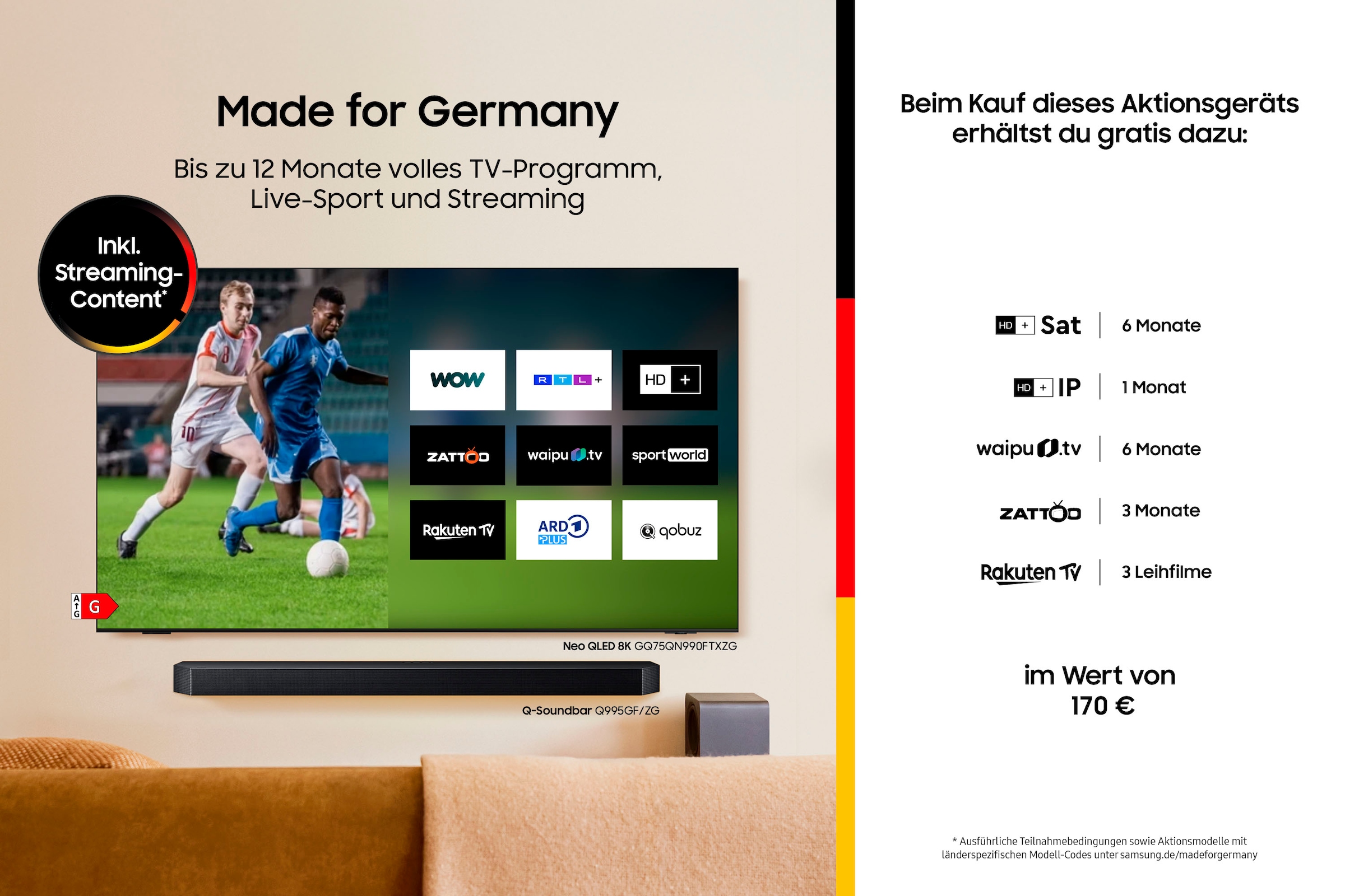 Samsung LED-Fernseher »GU85U7099FU« 214 cm/85 ″ Smart-TV Crystal UHD, Q-Symphony, Dolby Surround Sound, Triple Tuner, Smart-Hub