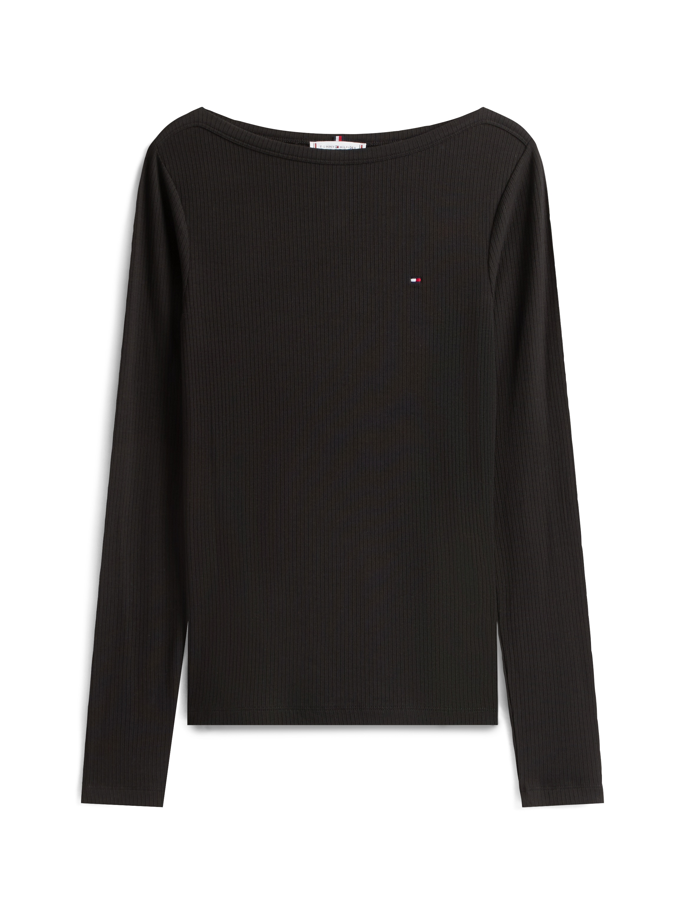 Tommy Hilfiger Langarmshirt »SLIM 5X2 RIB BOAT-NK LS mit U-Boot Ausschnitt und Rippstruktur« unifarben, casual, slim fit, Viskosemix, U-Boot-Ausschnitt