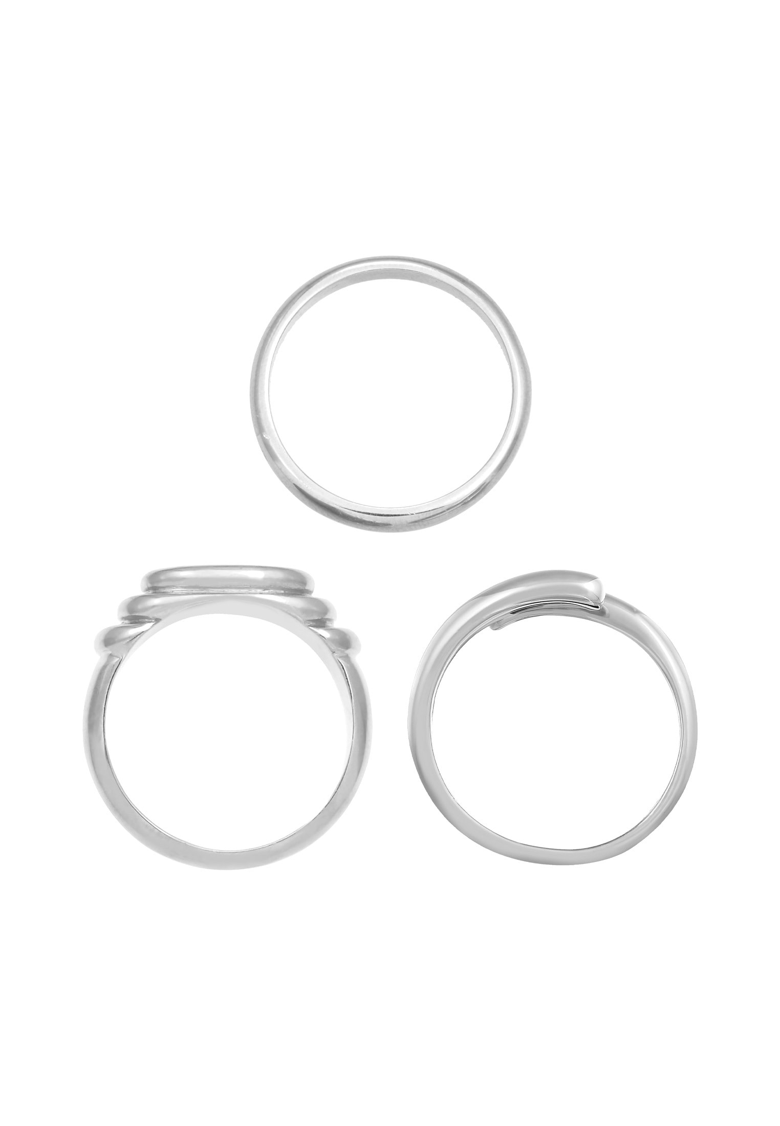 Elli Premium Ring-Set »Ring Bandring Siegelring Wickelring Trio Set 925 Silber«