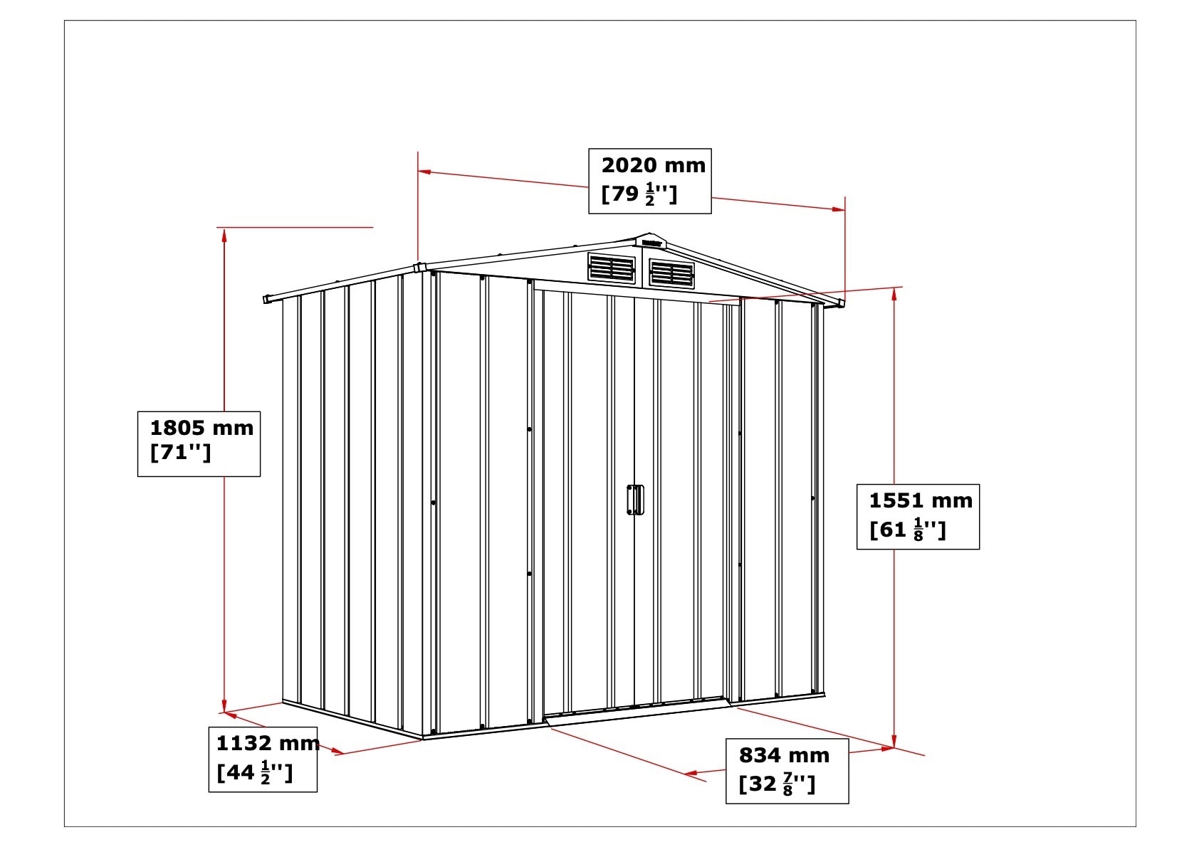 VCM Gartenhaus »Metall Gerätehaus 202x113 Gartenhaus Schiebetüren«
