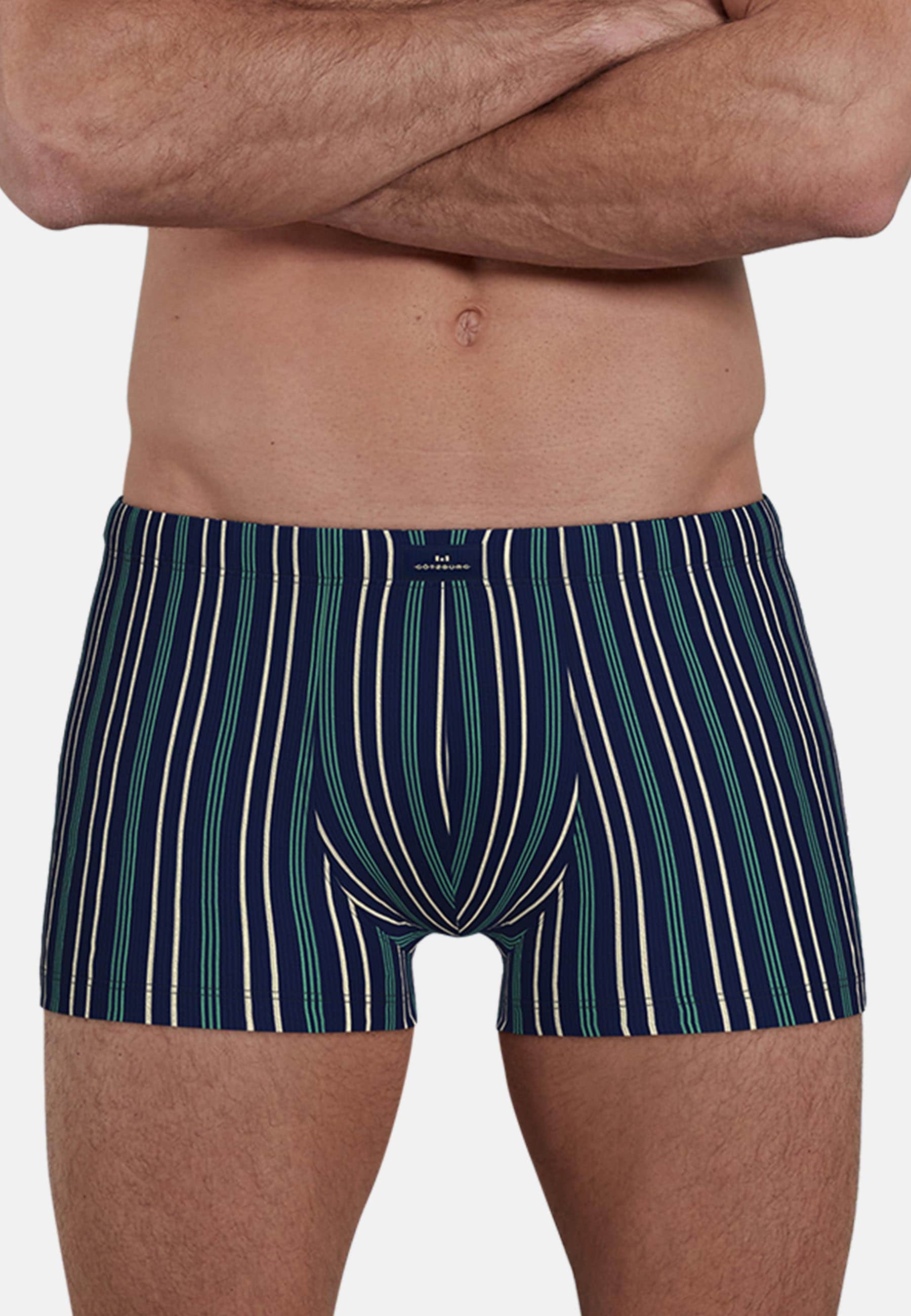 GÖTZBURG Retro Pants »Edingburgh« 2er Pack,  gestreift, basic, kurz, eng, atmungsaktiv, mit Logo, Baumwollmix