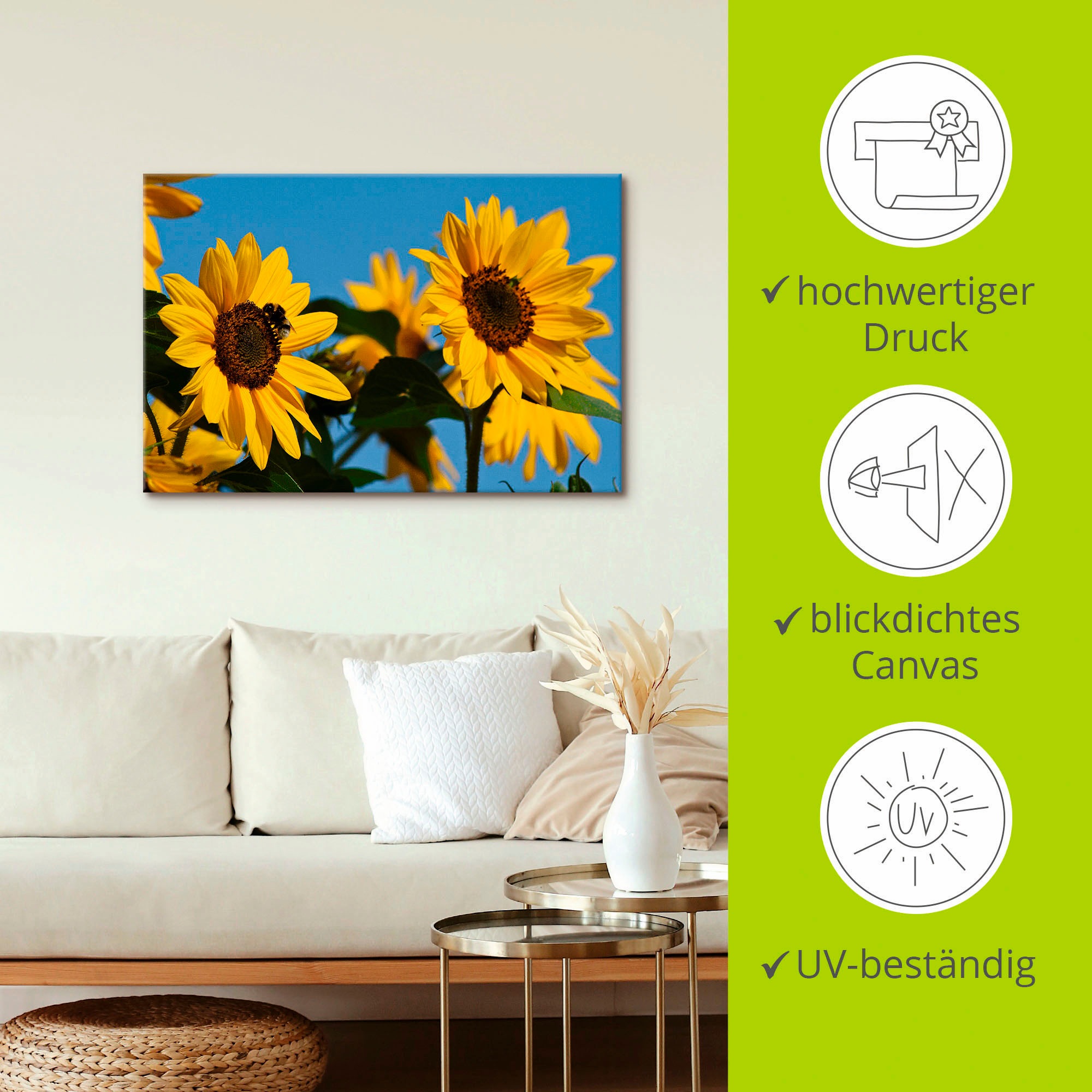 Artland Leinwandbild »Sonnenblumen« Blumen 1 Stk. tlg. auf Holzrahmen gespannt