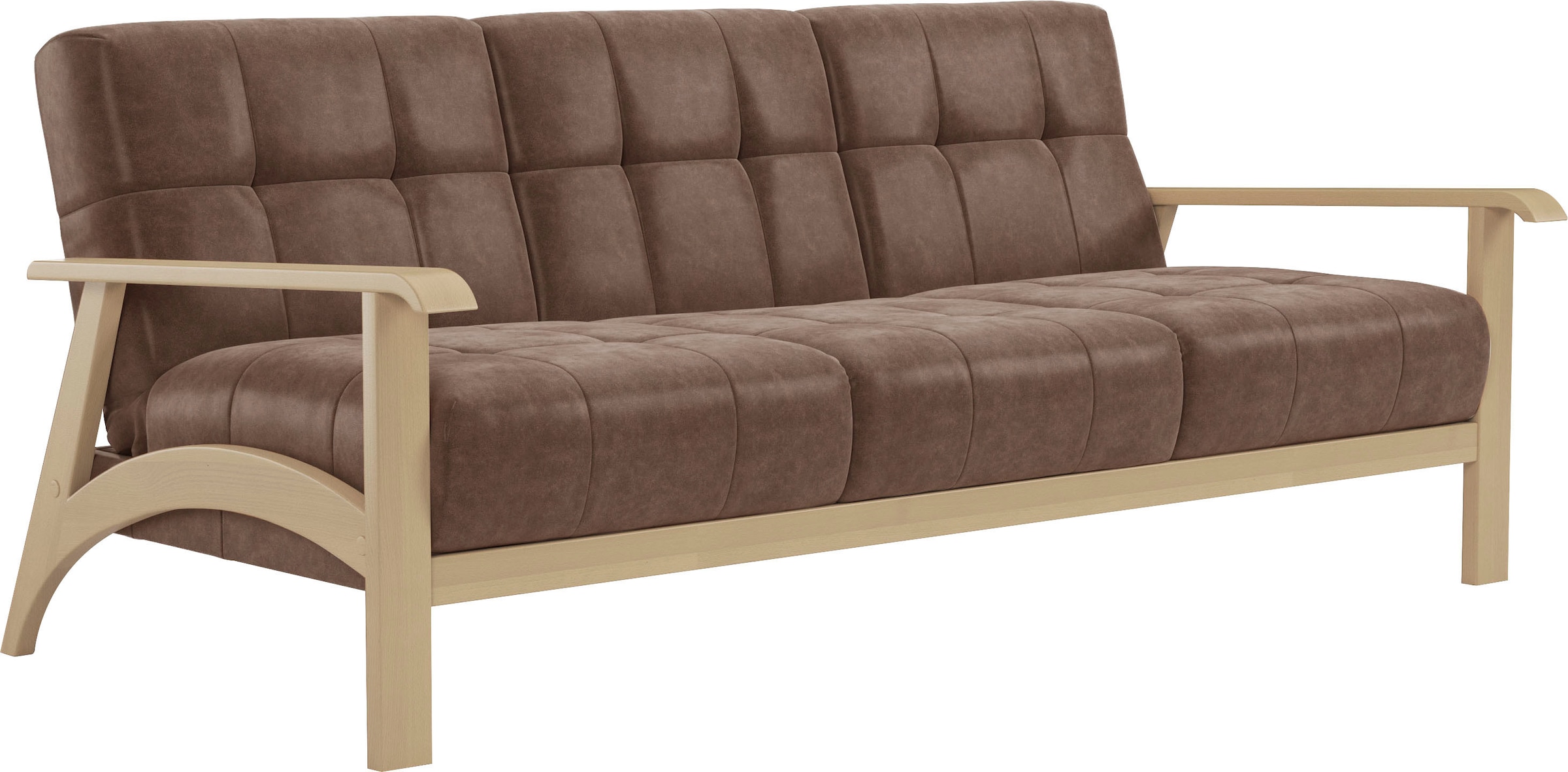 sit&more 3-Sitzer »Billund«, Armlehnen aus Buchenholz in natur, verschiedene Bezüge und Farben