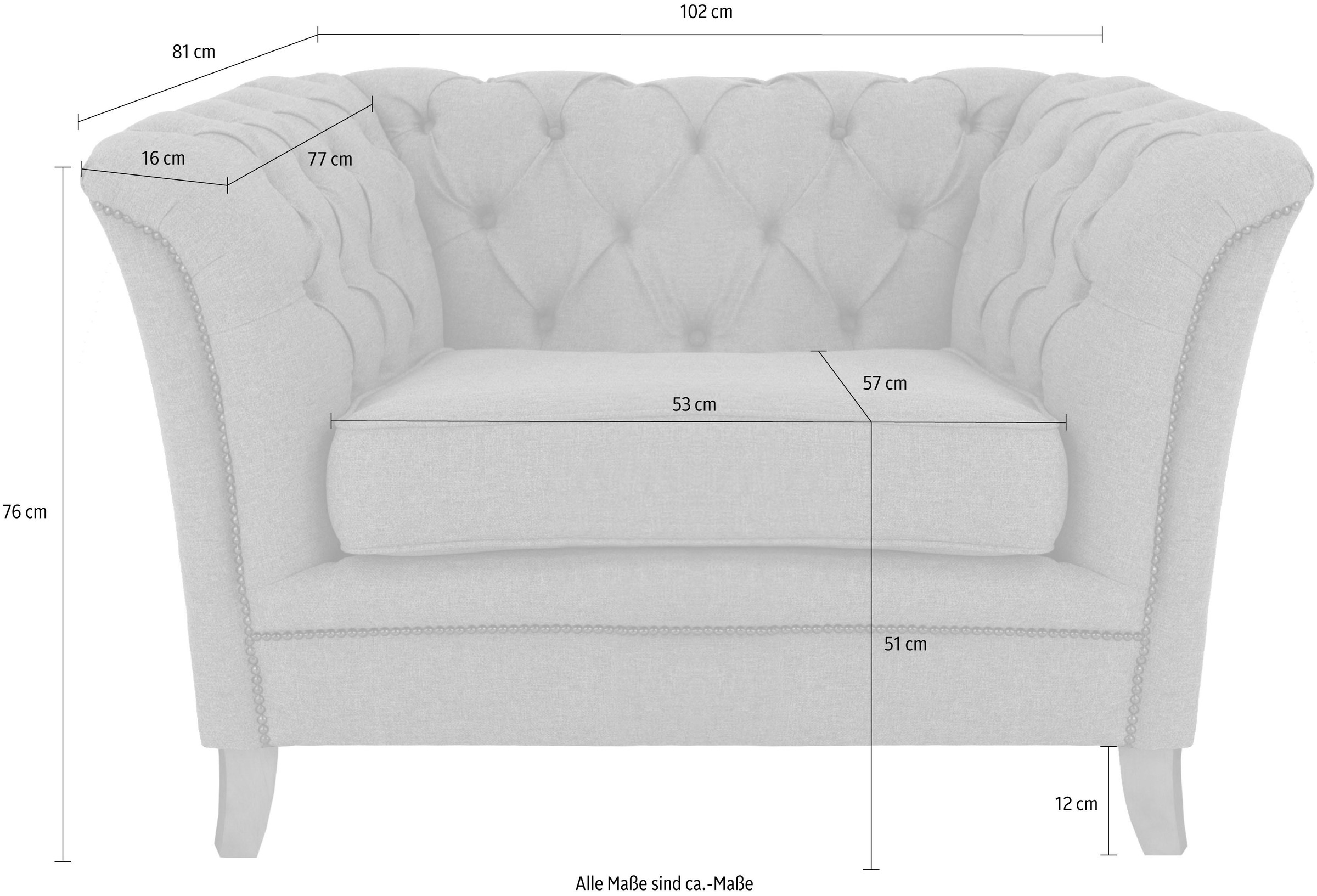 Home affaire Sessel »Newport modernes Chesterfield«, mit Knopfheftung im Rücken, Keder und feinen Armlehnen
