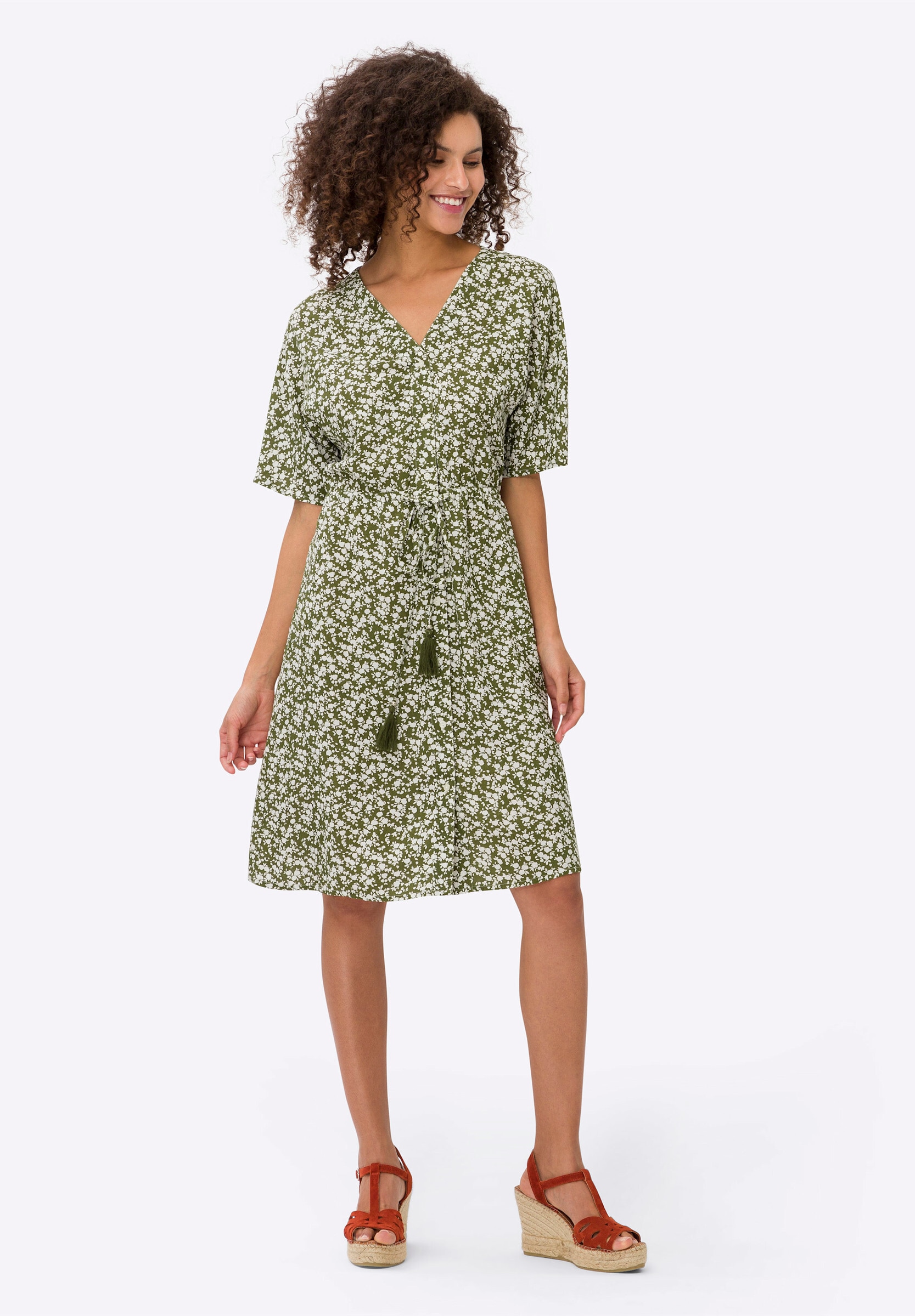 heine Sommerkleid »Druck-Kleid A-Linien-Kleid mit Bindeband« Ohne Taschen