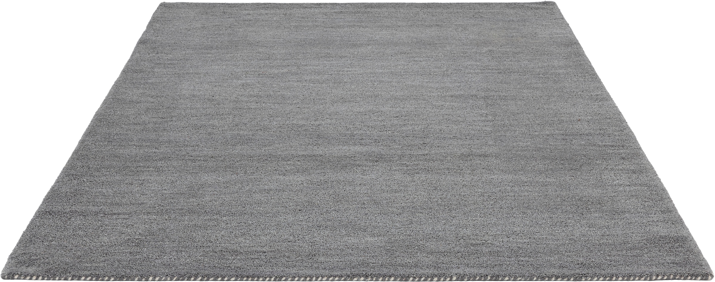 THEKO Wollteppich »Gabbeh Uni, Handgefertigt, meliert, auch als Läufer erhältlich, Wolle« rechteckig 14 mm Höhe Schlafzimmer, Wohnzimmer, Esszimmer, auch als Läufer oder rund