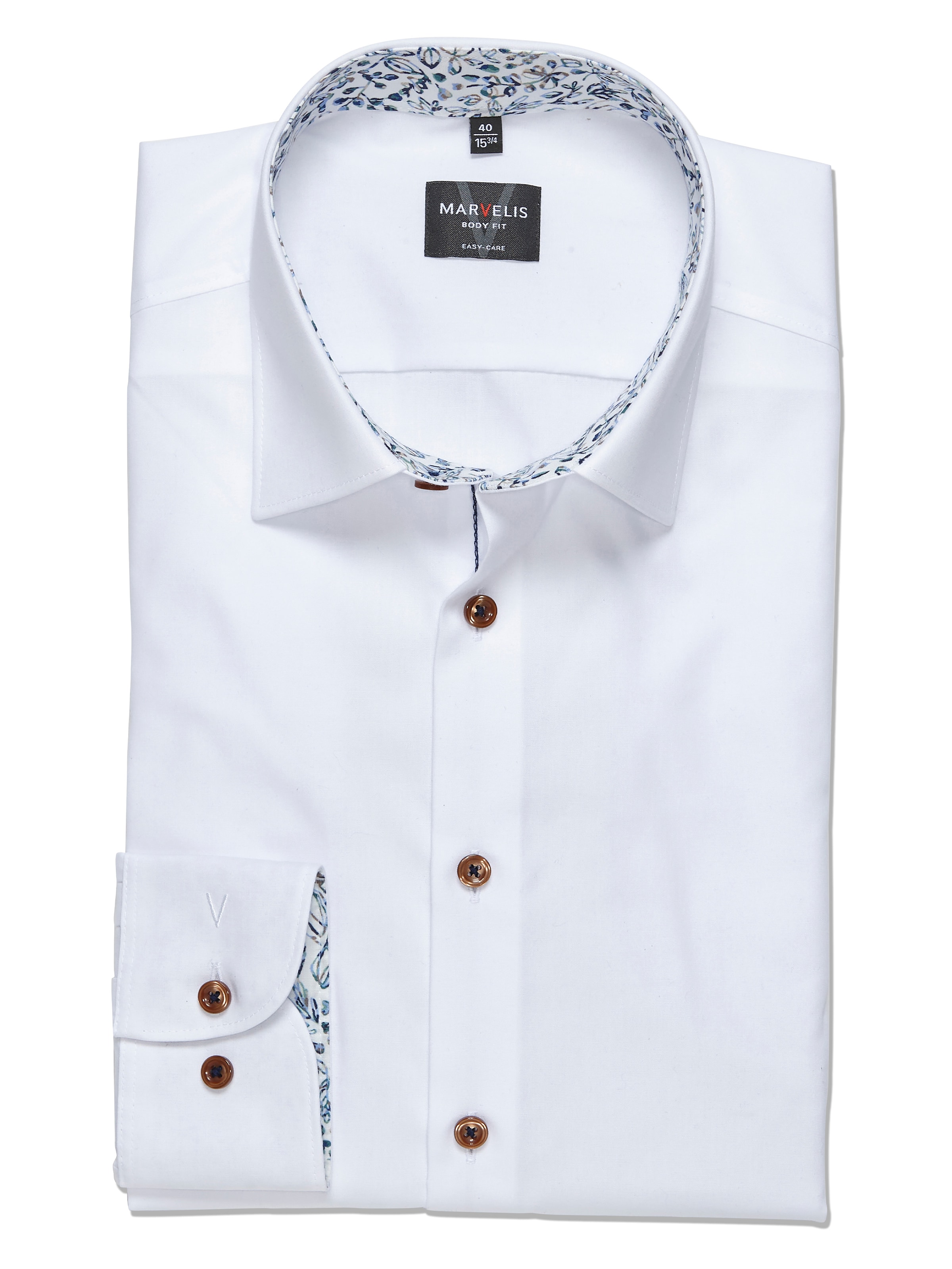 MARVELIS Langarmhemd Businesshemd, New York Kentkragen, bügelleicht