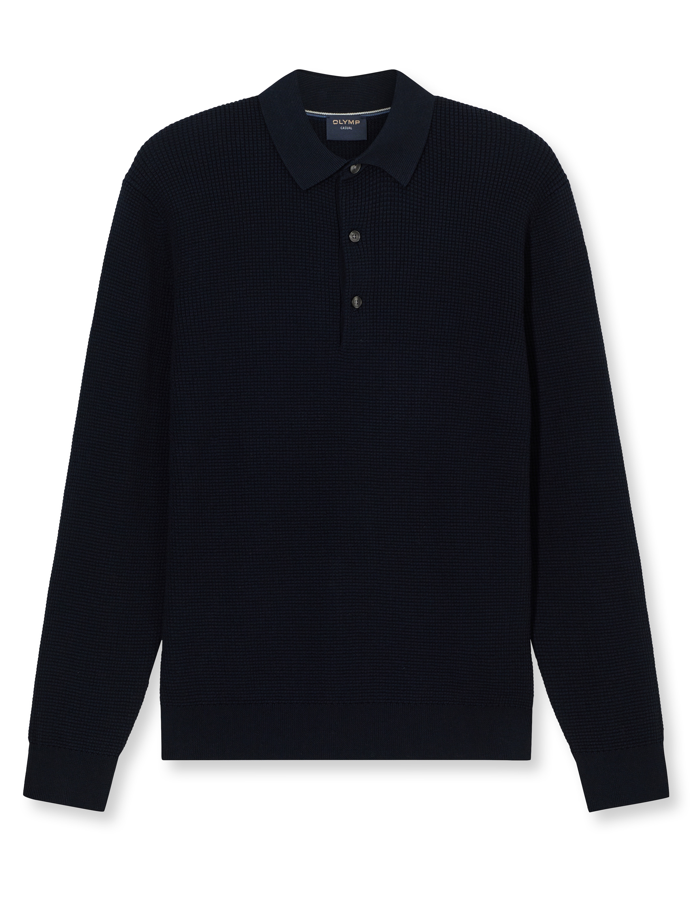 OLYMP Polokragenpullover »Waffle Structure Pullover« strukturiert, unifarben, regular fit, Strick