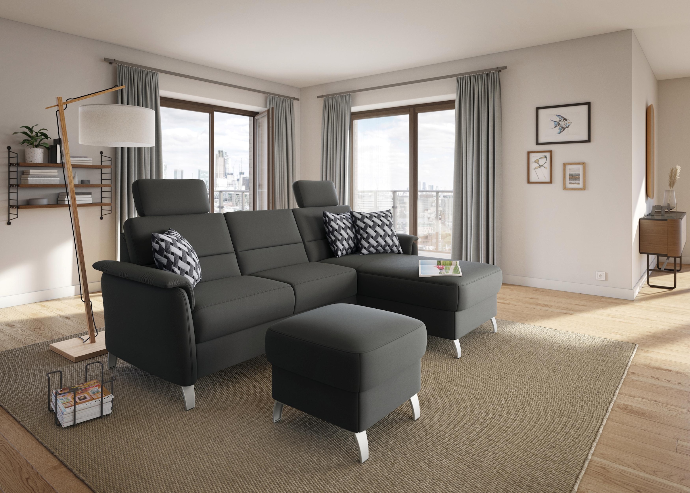 sit&more Ecksofa »Palmera L-Form, B: 244 cm« optional Bettfunktion & Bettkasten, Federkern