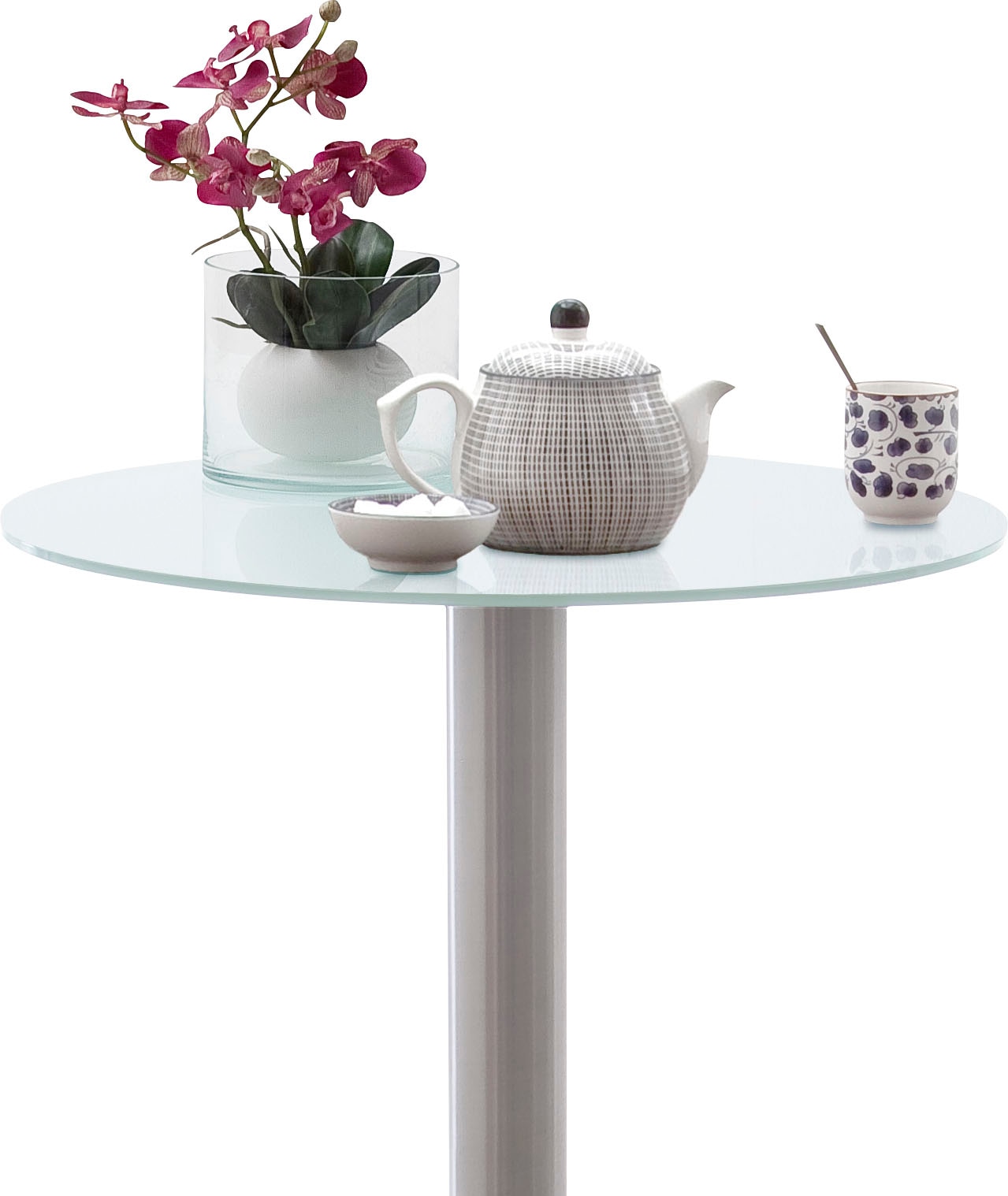 MCA furniture Bartisch »Zarina« Bartisch mit Glaskeramik Tischplatte mit Edelstahl Gestell