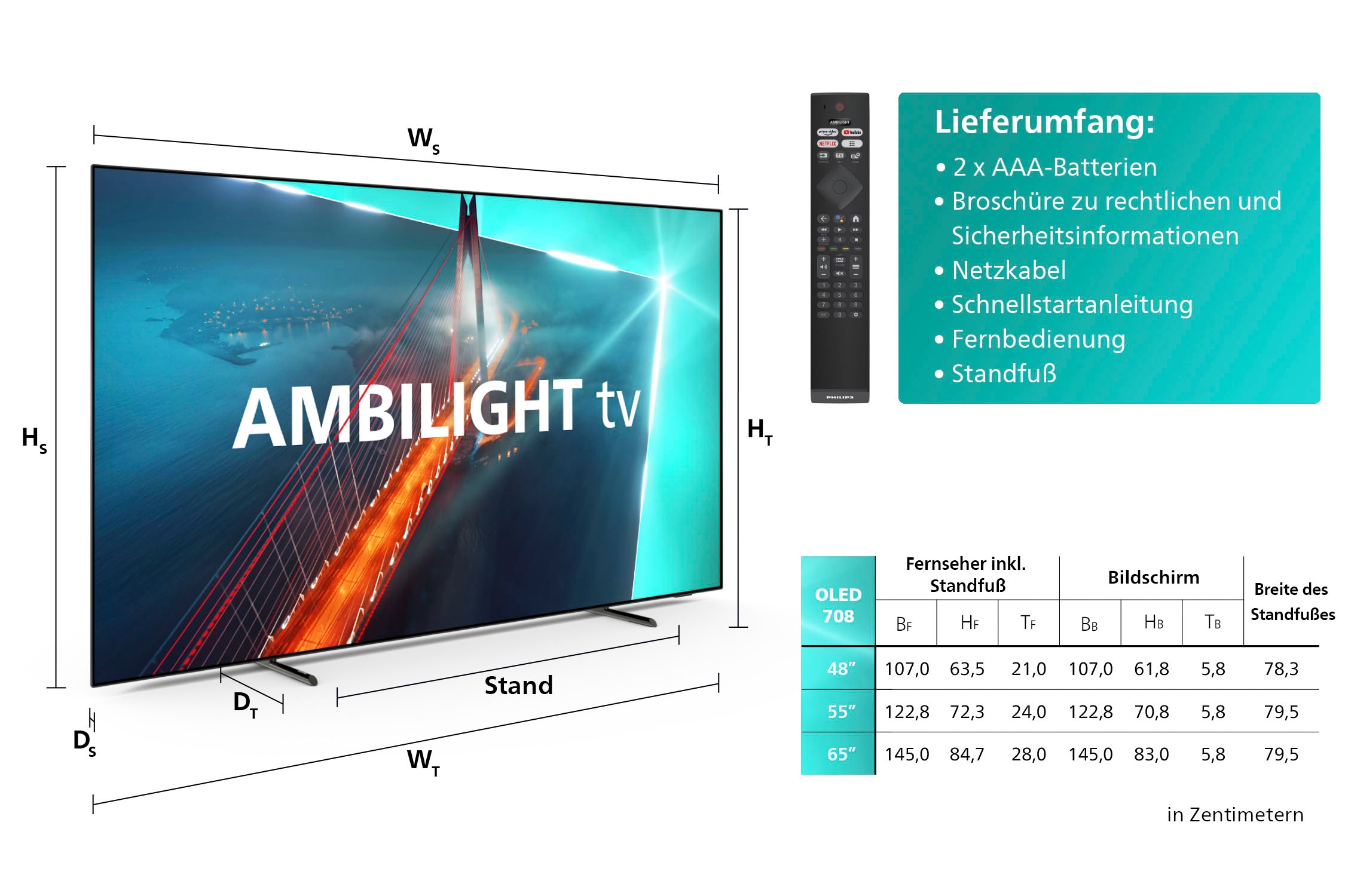 | ➥ Garantie UNIVERSAL OLED-Fernseher HD, Philips TV-Smart-TV cm/65 TV-Google Jahre Zoll, Ultra 164 »65OLED708/12«, 4K Android XXL 3