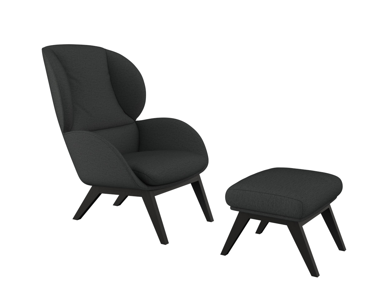 FLEXLUX Polsterhocker »Adria«, Fuß schwarz, Fußhocker für Ohrensessel