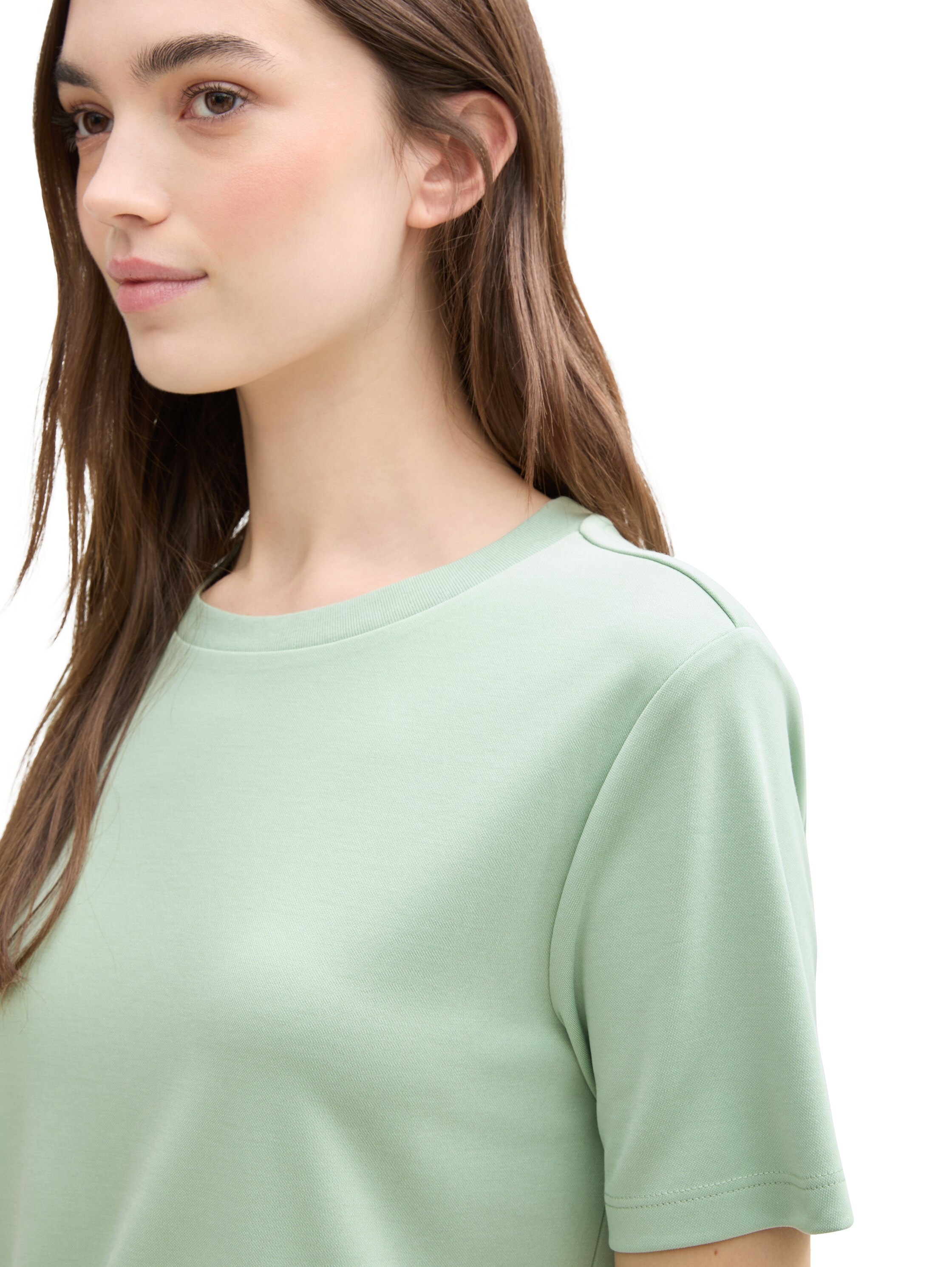 TOM TAILOR Denim Rundhalsshirt, mit Rundhalsausschnitt
