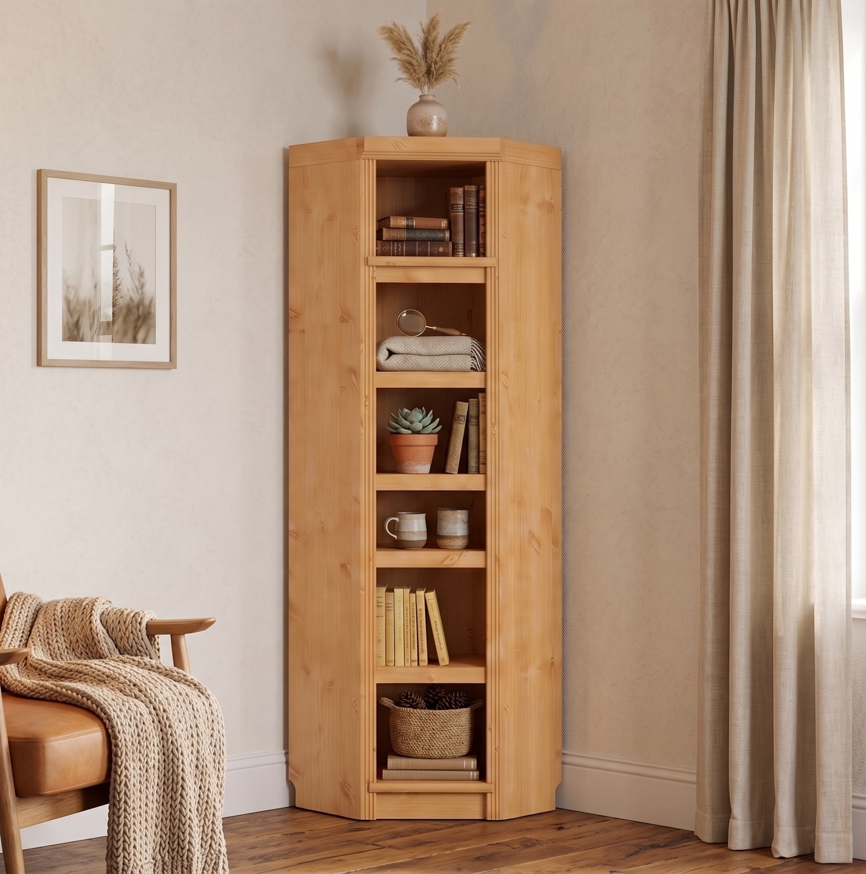 OTTO home Eckregal »Soeren Regal Höhe 220 cm, massive Kiefer, FSC®-zertifiziert« passend für Regale Soeren mit einer Tiefe von 29 cm